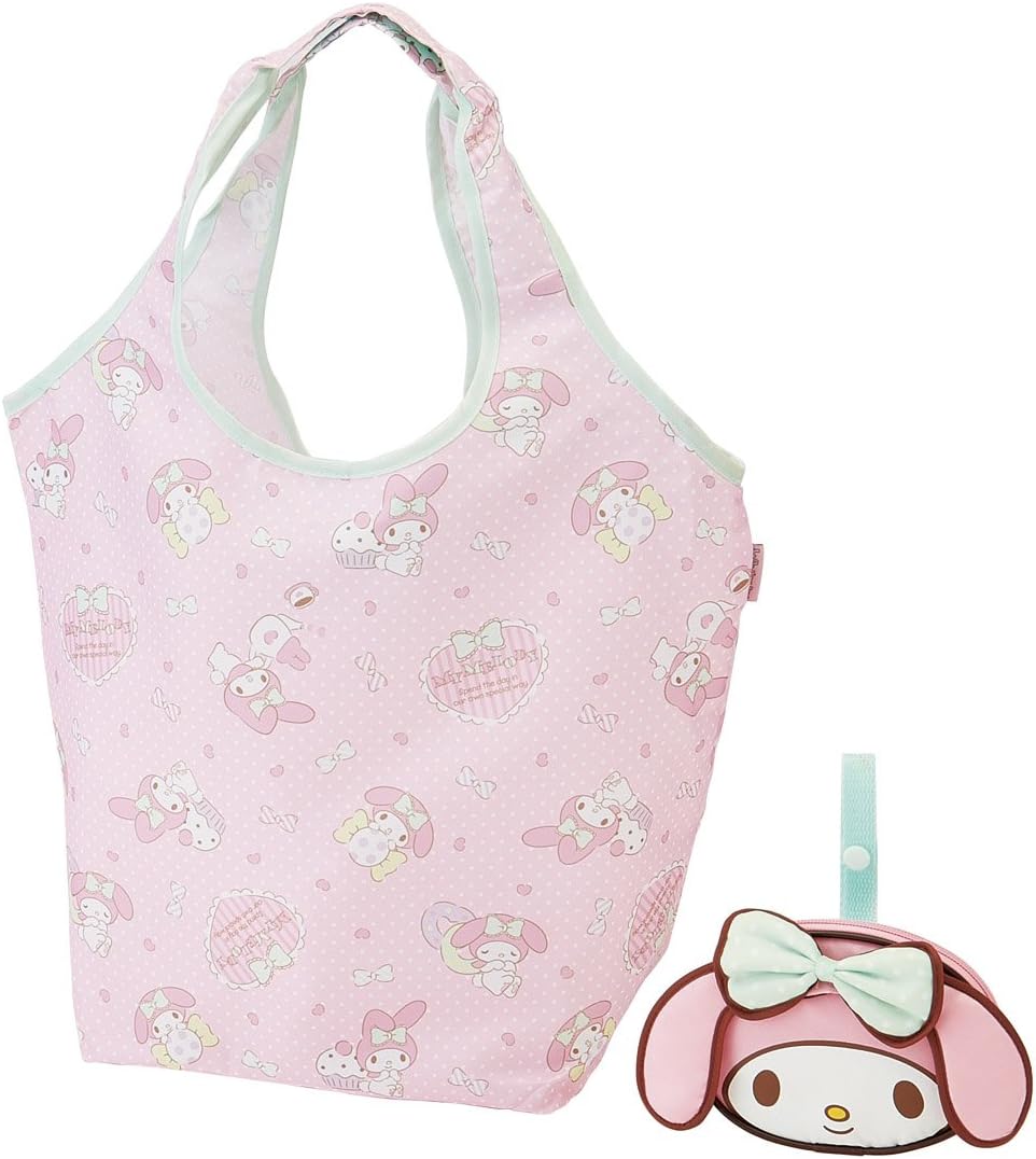 Skater KBS42P Shopping Bag with Pouch, Eco Bag, My Melody Sanrio, W x H x D: 16.5 x 12.6 x 7.1 inches (420 x 320 x 180 mm)