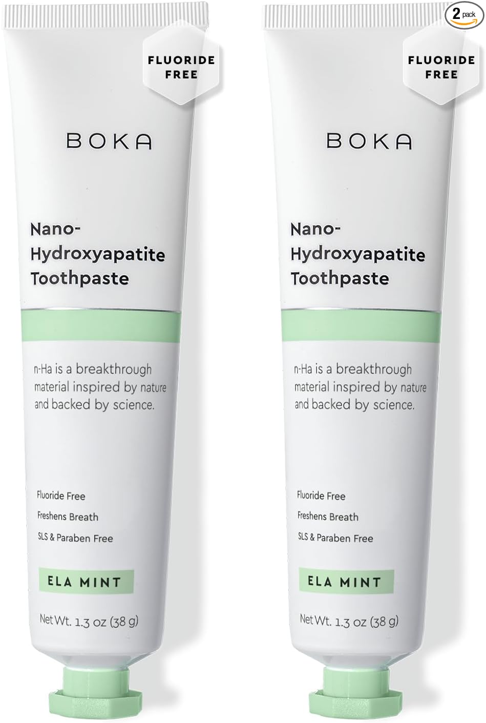 Boka Fluoride Free Toothpaste, Nano Hydroxyapatite Toothpaste, Appropriate for Sensitive Teeth - for Adult Oral Care - Ela Mint Flavor, 4 Fl Oz 1Pk