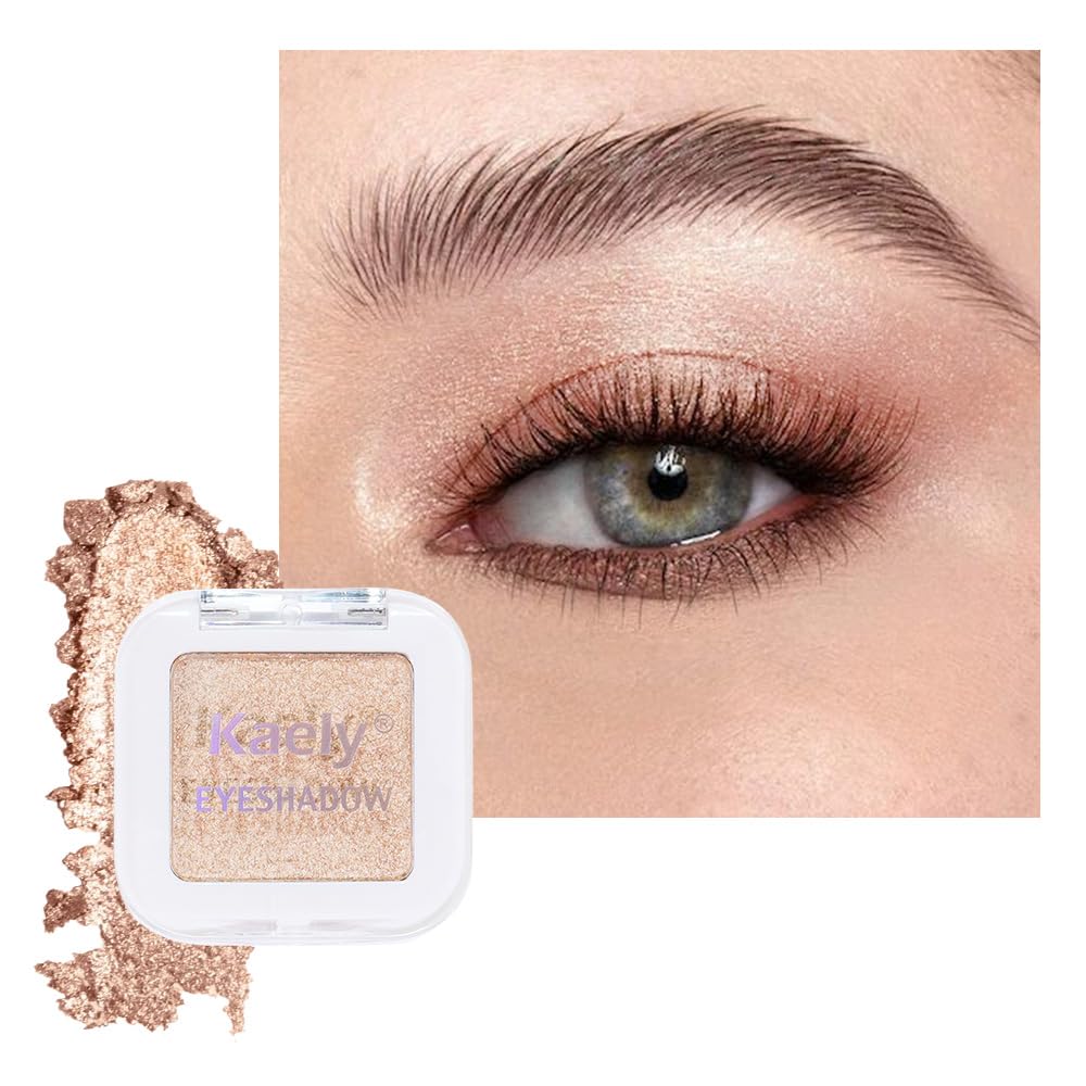 Kaely Maquillaje de sombra de ojos individual prensado, marrón nude claro mate altamente pigmentado, paleta de sombras de ojos monocromáticas altamente pigmentadas, mini sombra de ojos en polvo neutro impermeable, sombras para ojos, ligero mezclable, 13