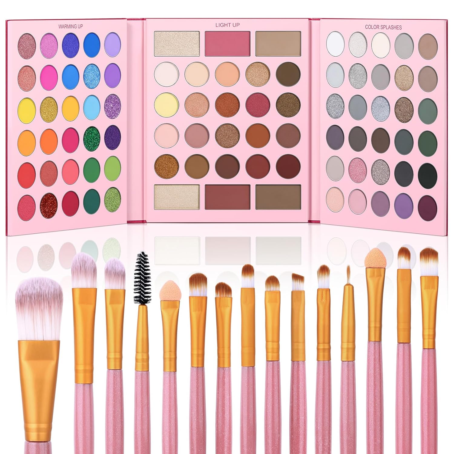 UCANBE Eyeshadow Palette with 15Pcs Brushes Makeup Set, Pigmented 86 Colors Make Up Sets Valentine's Day Gift, Matte Shimmer Glitter Eye Shadow Pallet Highlighter Contour Blush Powder Brush Beauty Kit