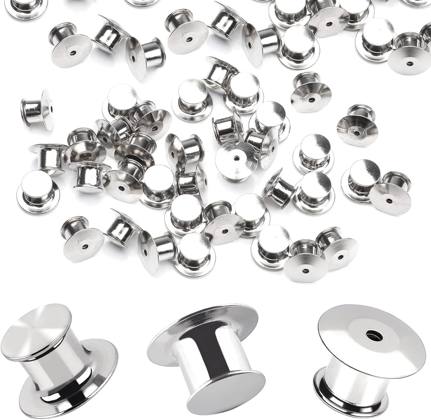 30 piezas de cierres de pin de metal con parte posterior de bloqueo | Nickel Plated Copper,convenient to carry, and blend seamlessly behind any pin,No Tools Required Spring Loaded Lock