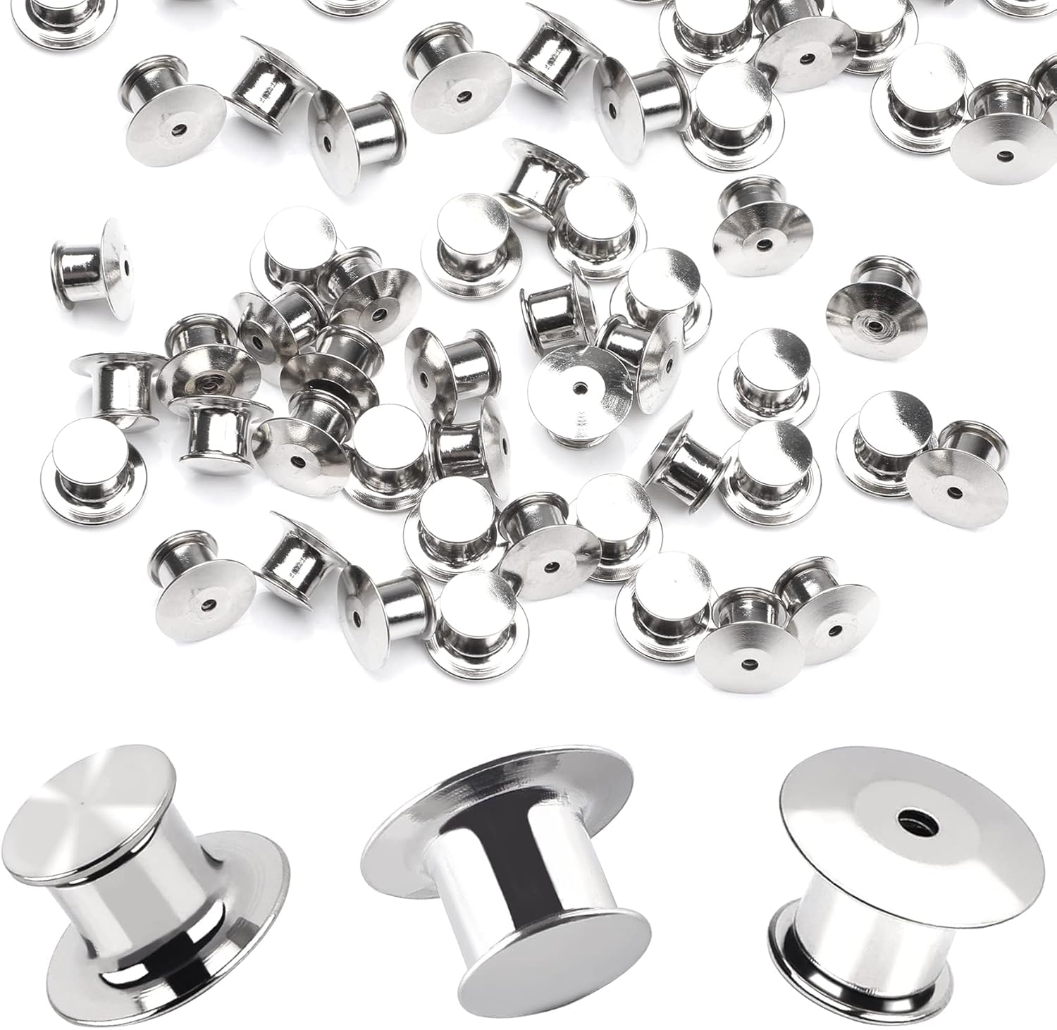 30 piezas de cierres de pin de metal con parte posterior de bloqueo | Nickel Plated Copper,convenient to carry, and blend seamlessly behind any pin,No Tools Required Spring Loaded Lock