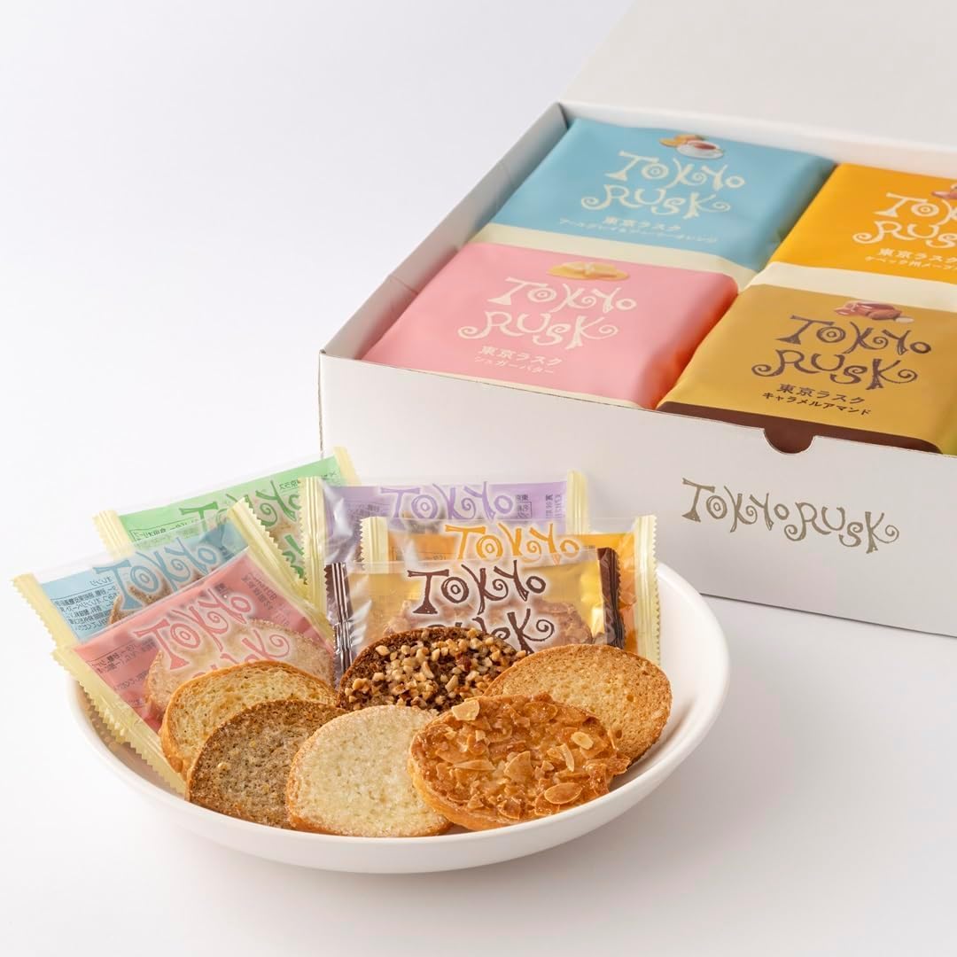 Tokyo Rusk Assorted Set, 4 Flavors, 32 Pieces - Sugar Butter, Caramel Amande, Maple, Earl Grey - Gift, Tokyo Souvenir