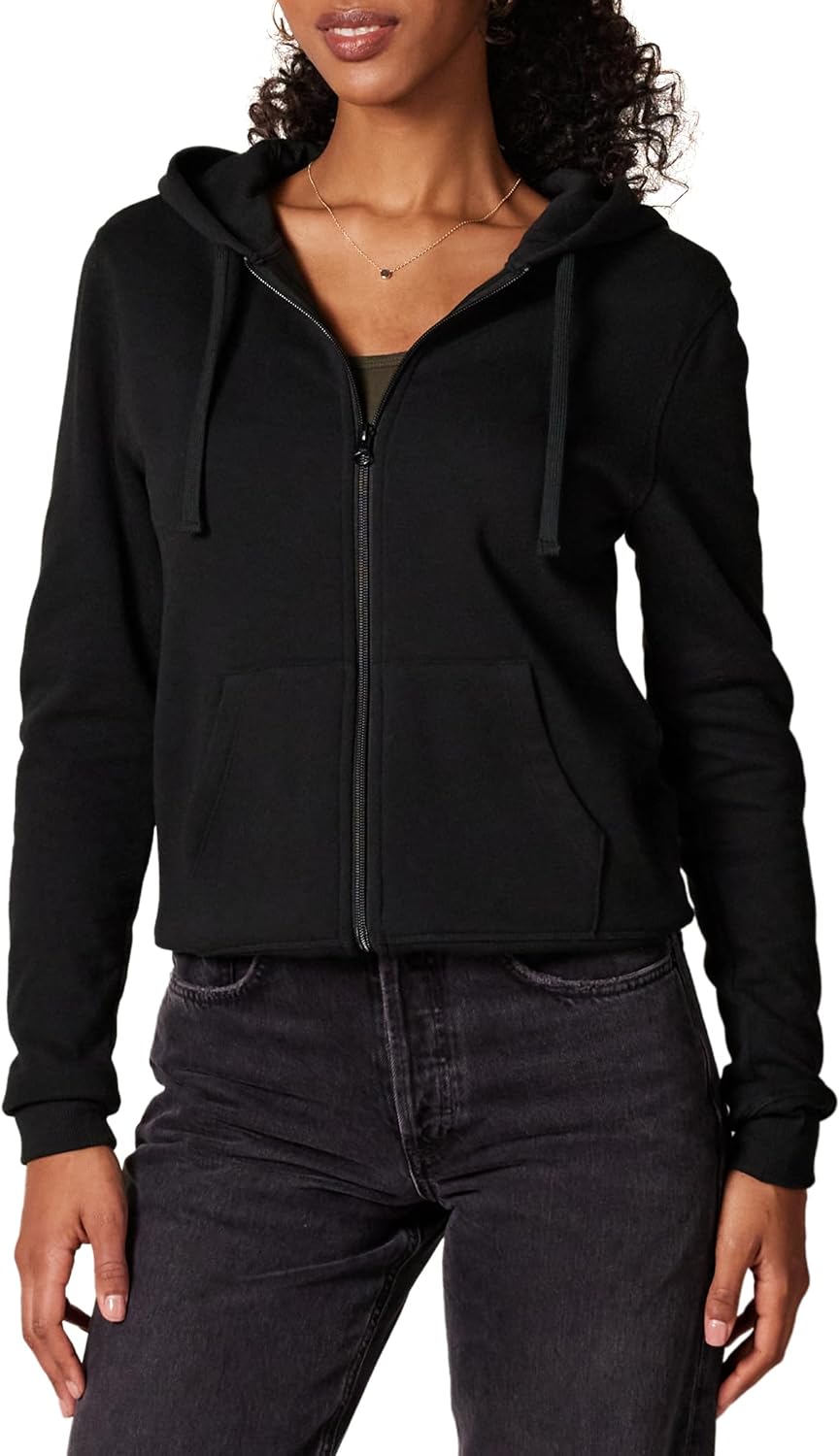 Essentials - Sudadera con capucha de felpa para mujer, con cremallera completa (disponible en tallas extragrandes)