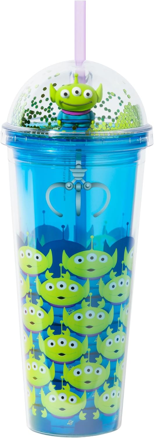 Silver Buffalo Disney Tim Burton Pesadilla antes de Navidad Escena de la Luna con Jack Skellington, Sally y Zero Taza de viaje con tapa brillante de cúpula, 710 ml