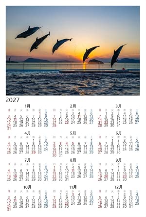 【2027年カレンダー】【日本の風景ポストカード】香川県綾歌郡宇多津町浜一番 四国水族館 イルカショーと夕日８ はがき フォトカードお土産に photo by daikegoro