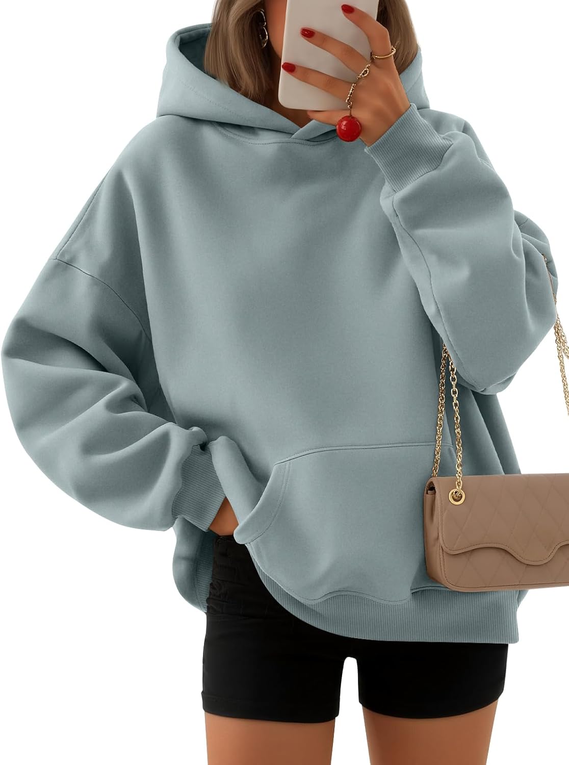 EFAN - Sudadera con capucha para mujer - Sudadera de vellón sobredimensionada con mangas largas para otoño e invierno, ropa de moda inspirada en el estilo Y2K