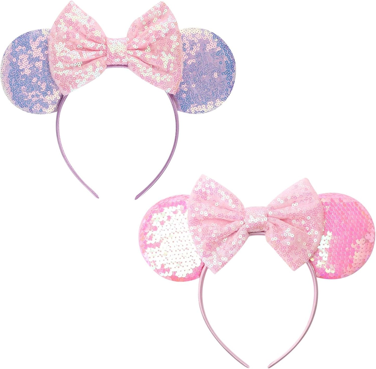 AQOKKA Mouse Ears Headband with Bow and Minnie Ears Hair Accessories for Women Girls Birthday Party Decoration