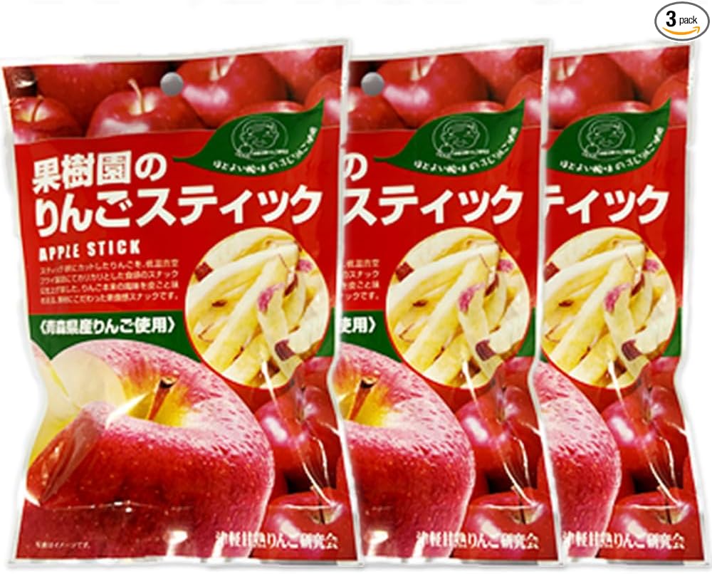 Orchardine (8 Bags) BY3 Apple Stick Fuji 8 Bags, 0.7 oz (20 g) x 8, Aomori Fuji Sweets, Snacks, Low Calories, Low Temperature Vacuum Fry Method, Mail Bin YP