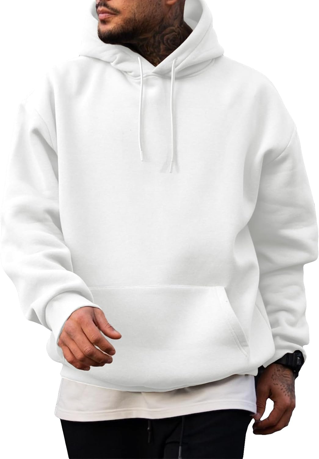 JMIERR - Sudaderas con capucha de manga larga para hombre, estilo casual, con cordón en el cuello, de algodón | Cómodo suéter con forro polar, capucha con cordón ajustable, bolsillo canguro, ajuste regular, lavable a máquina