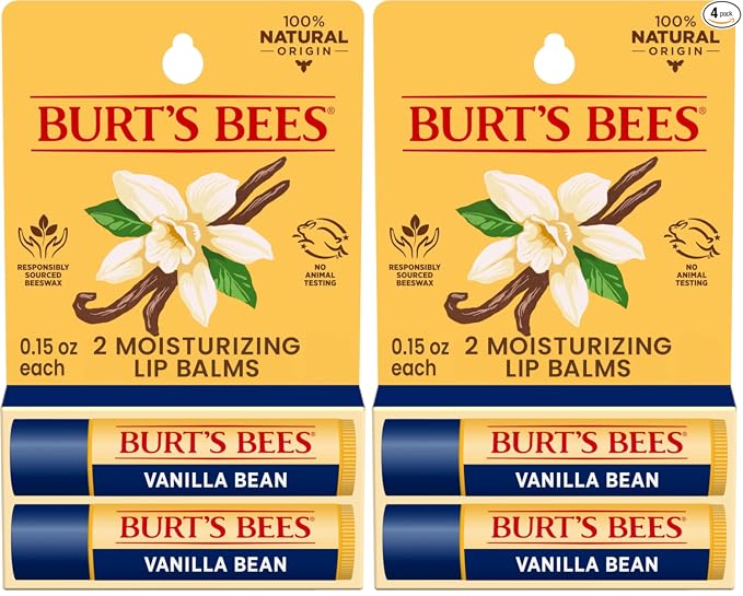 Burt's Bees Bálsamo labial – Cera de abeja original, hidratante labial con cera de abejas de origen responsable, sin tinte, tratamiento acondicionador de origen natural, 2 tubos, 0.15 onzas.