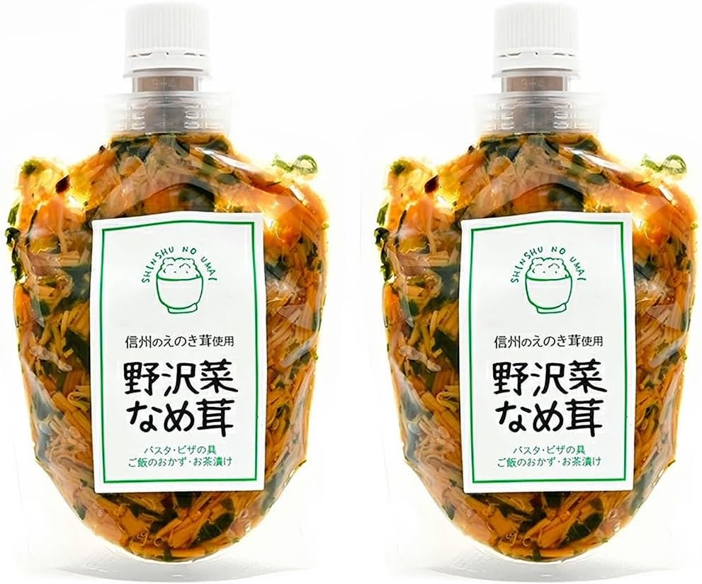 Shinshin Pickles, Enoki Mushrooms in Shinshu, Nozawa Vegetable Nameitake Mushrooms, 6.3 oz (180 g) (2 Bags)