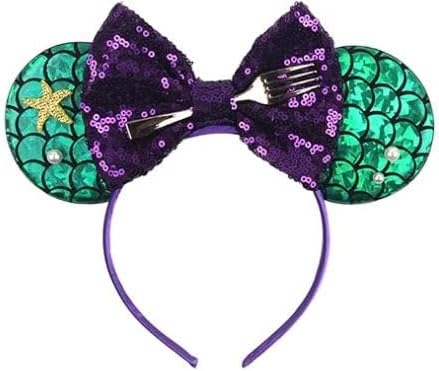 AQOKKA Mouse Ears Headbands with Bow Minnie Ears Cosplay Costume Hair Accessories for Women Birthday Party Decoration