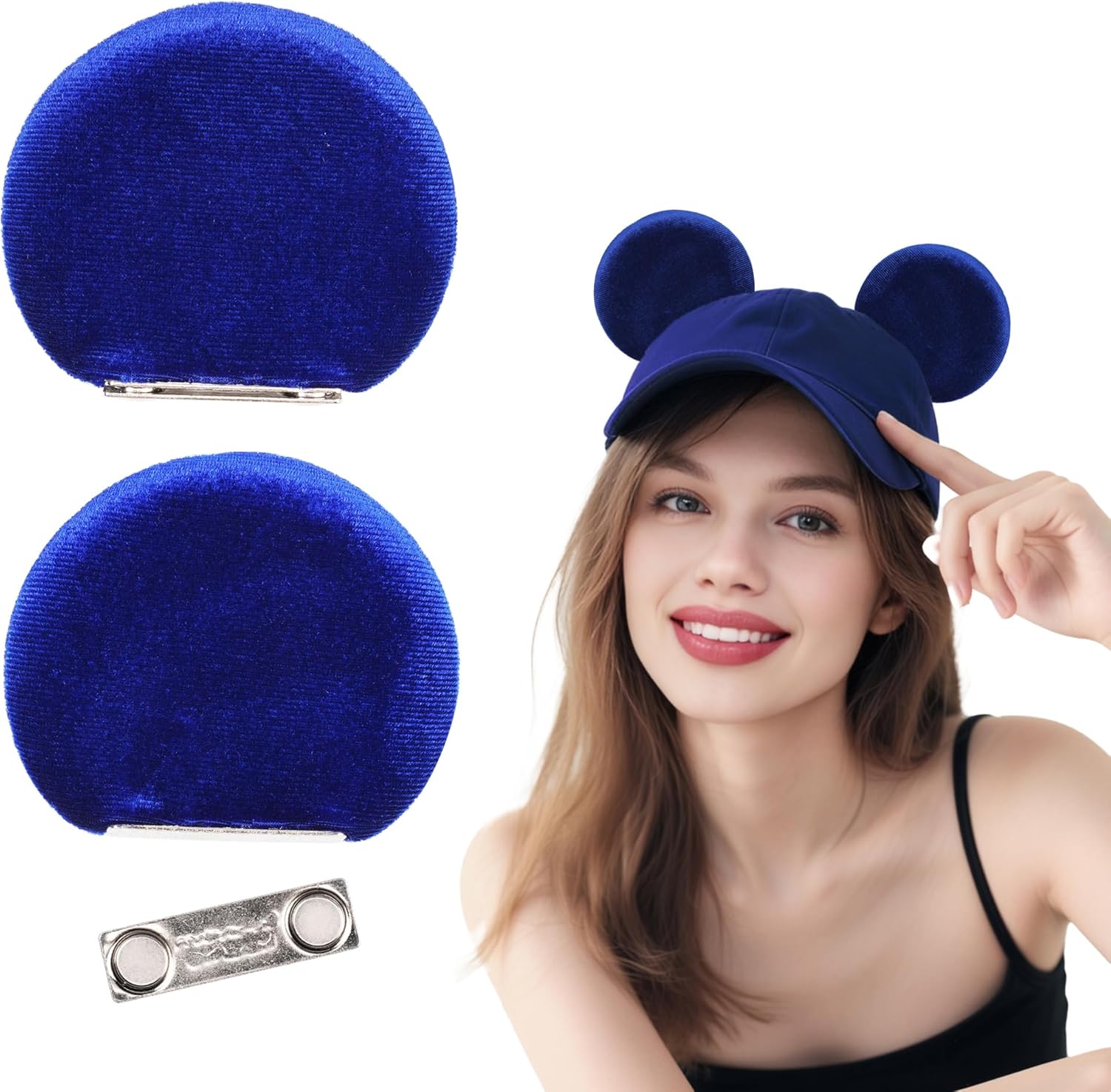 zhezesmila - Orejeras magnéticas de ratón para gorra, barretina, boina y gorro de cubo - Orejeras de ratón de 8.9 cm con clip para niños y niñas, conjuntos de disfraz
