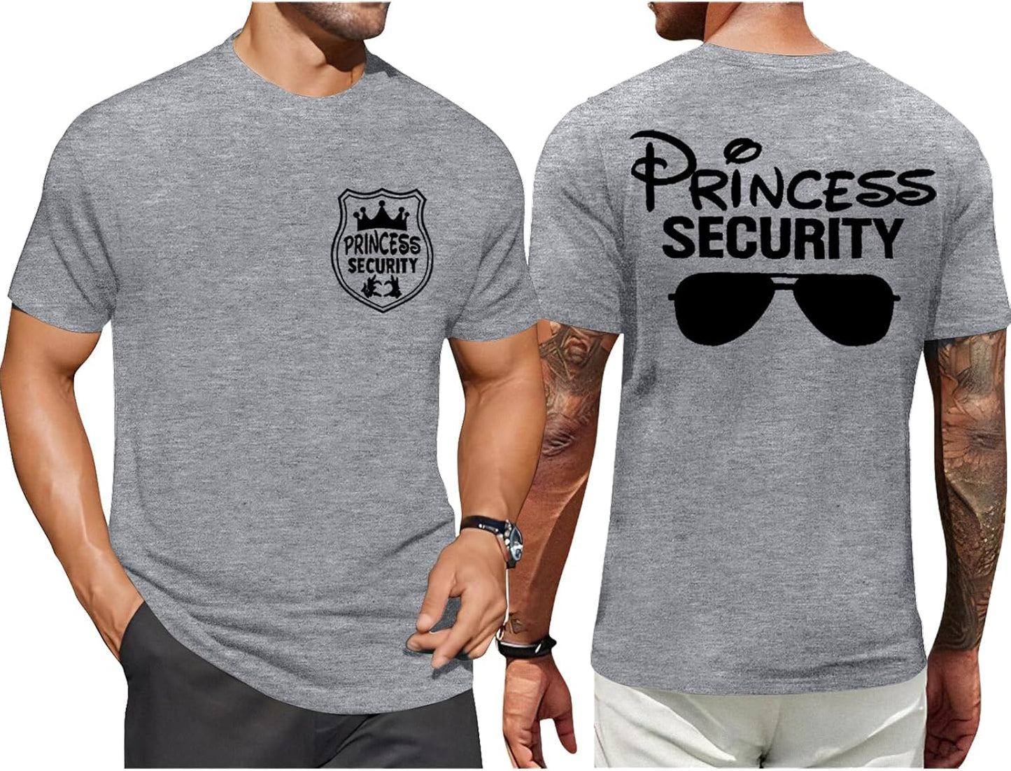 FRYAID Camiseta del Equipo de Seguridad de Princesas para Hombres Camiseta Mágica Reino Mágico Camisetas Papá Fiesta de Cumpleaños Viaje Familiar Tops de Manga Corta