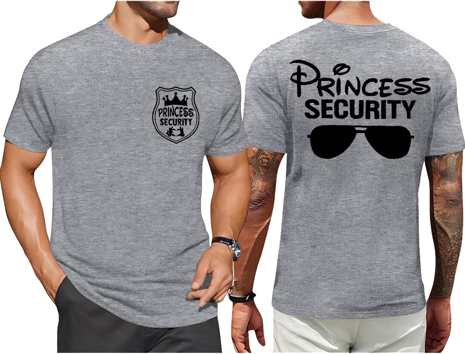 FRYAID Camiseta del Equipo de Seguridad de Princesas para Hombres Camiseta Mágica Reino Mágico Camisetas Papá Fiesta de Cumpleaños Viaje Familiar Tops de Manga Corta