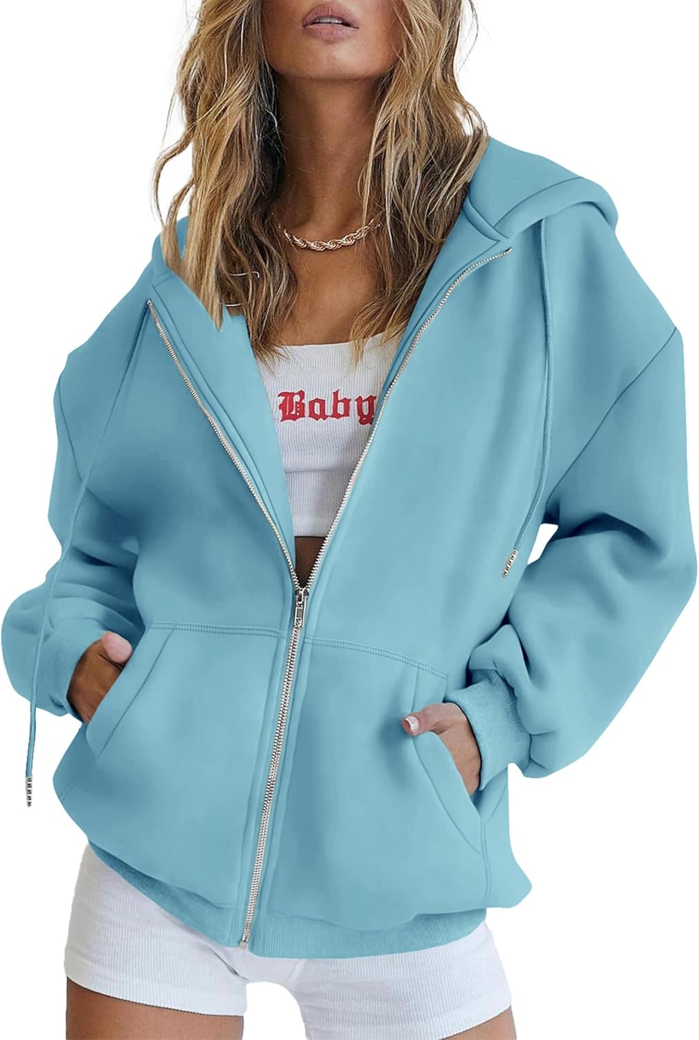 PRETTYGARDEN Sudaderas con capucha Y2K con cremallera para mujer, estilo casual, manga larga, para otoño e invierno, chaquetas con bolsillos