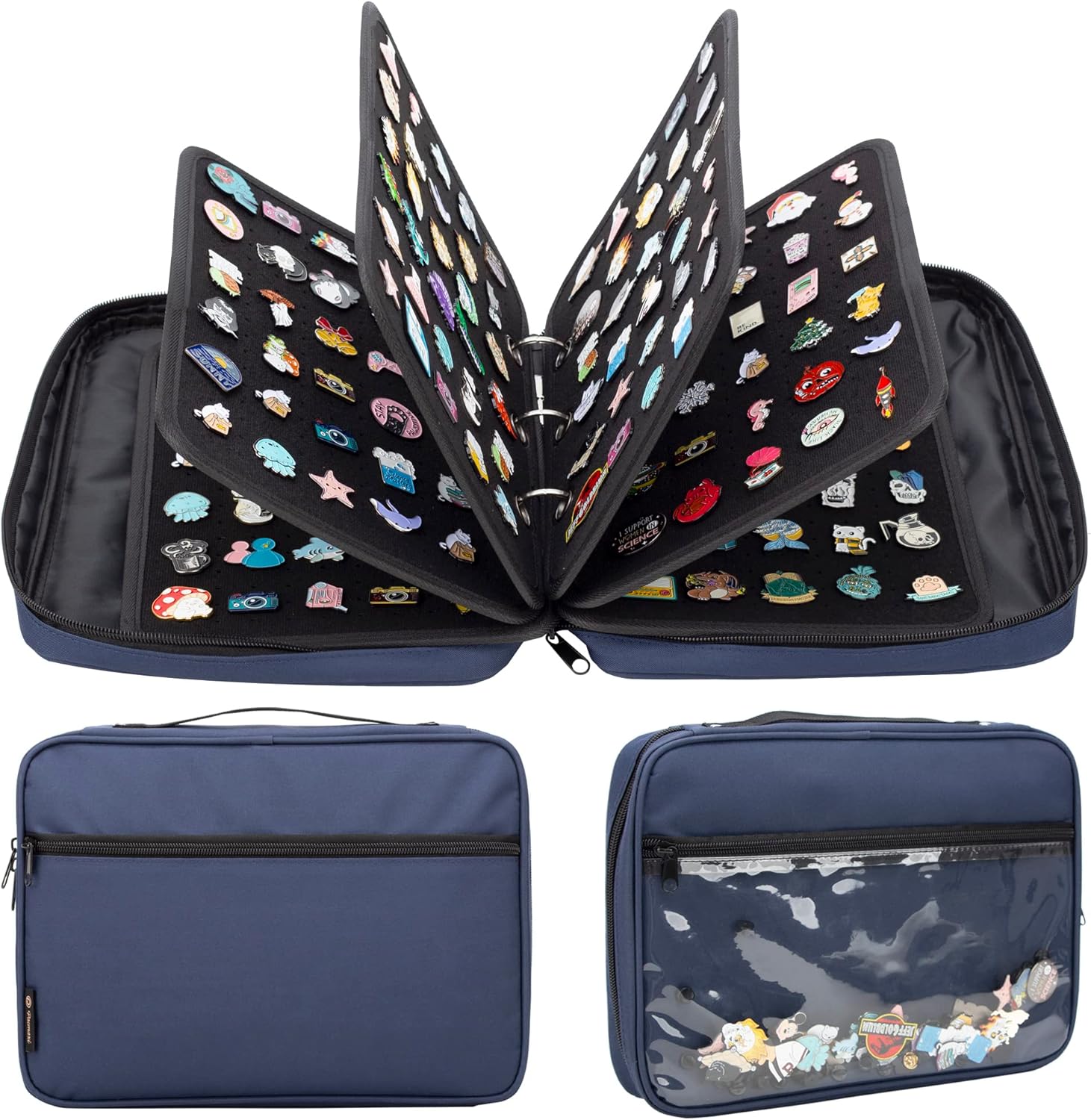 Estuche de Transporte para Pines con Paginas de Exhibición de Esmalte, Estuche Organizador de Almacenamiento para Colección de Pines, Bolsa de Exhibición de Broches para Viajes (Los Pines No Están