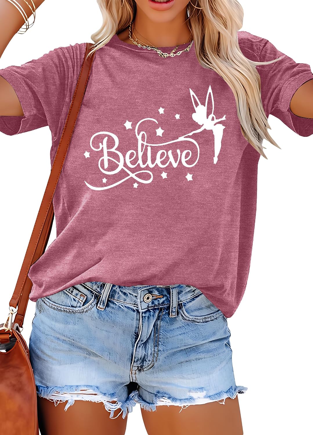 Camiseta mágica para mujer, diseño de Believe in Magic, camiseta de manga corta con estampado gráfico lindo