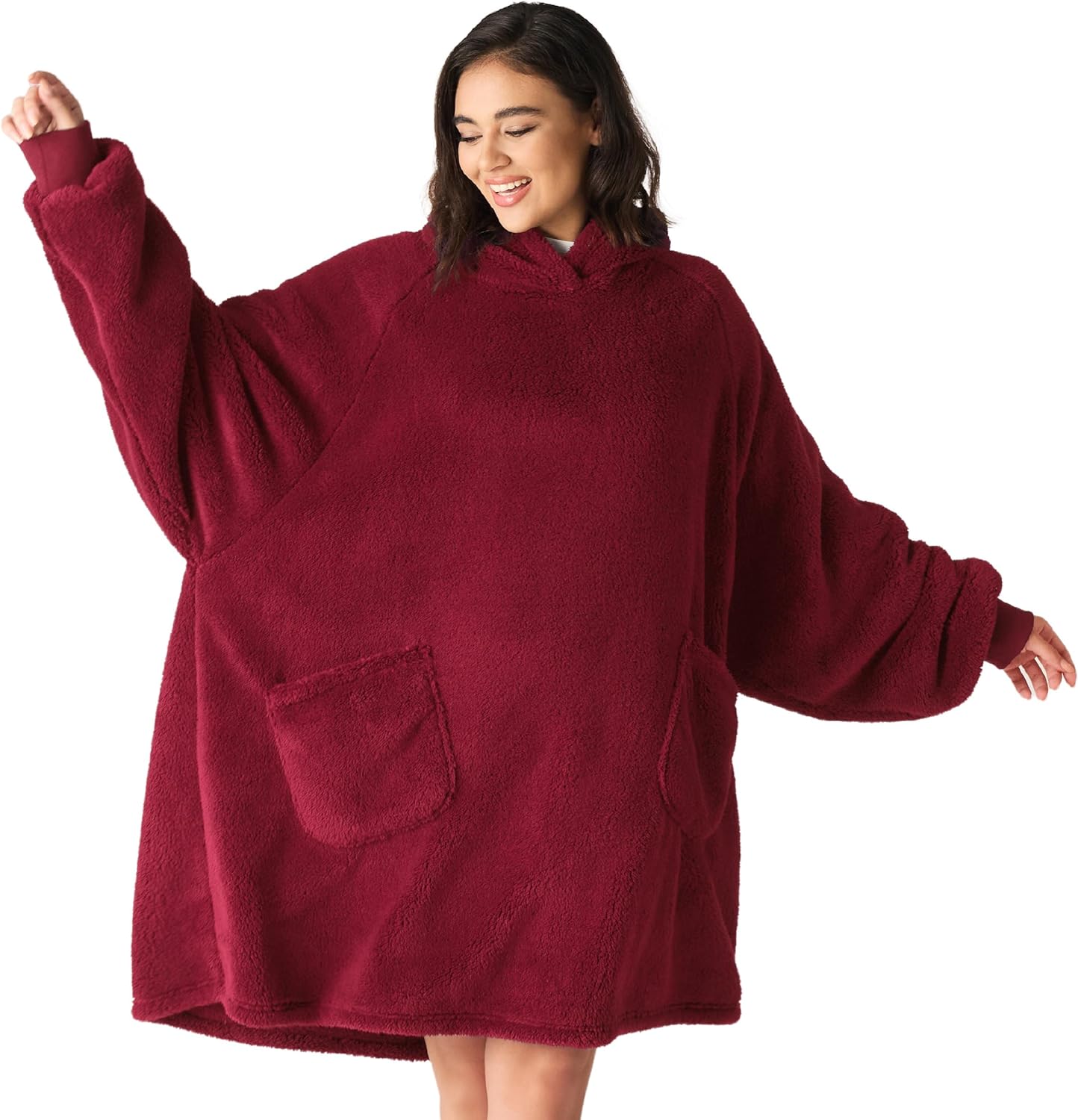 Bedsure Mantas Ponibles con Capucha, Regalos de Navidad para Mujeres, Esposa, Novia, Regalos de Cumpleaños Cálidos y Acogedores para Ella, Esposa, Sudadera Suave y Esponjosa, Mantas con Capucha de