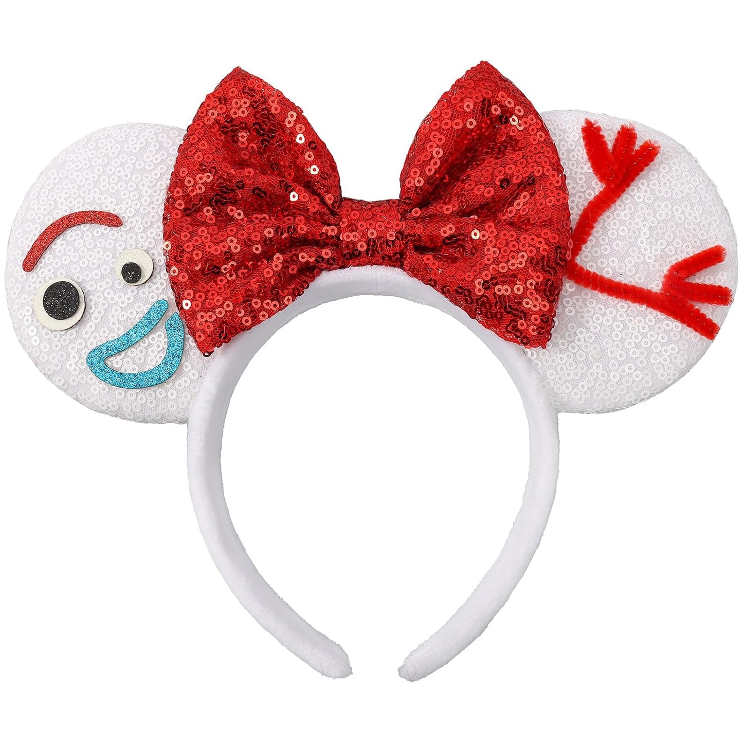 UNSPAZ Diadema de orejas de ratón, orejas de ratón para mujeres y niñas con perla, orejas de parque para viajes, decoraciones de cumpleaños, accesorios para el cabello (azul bebé)