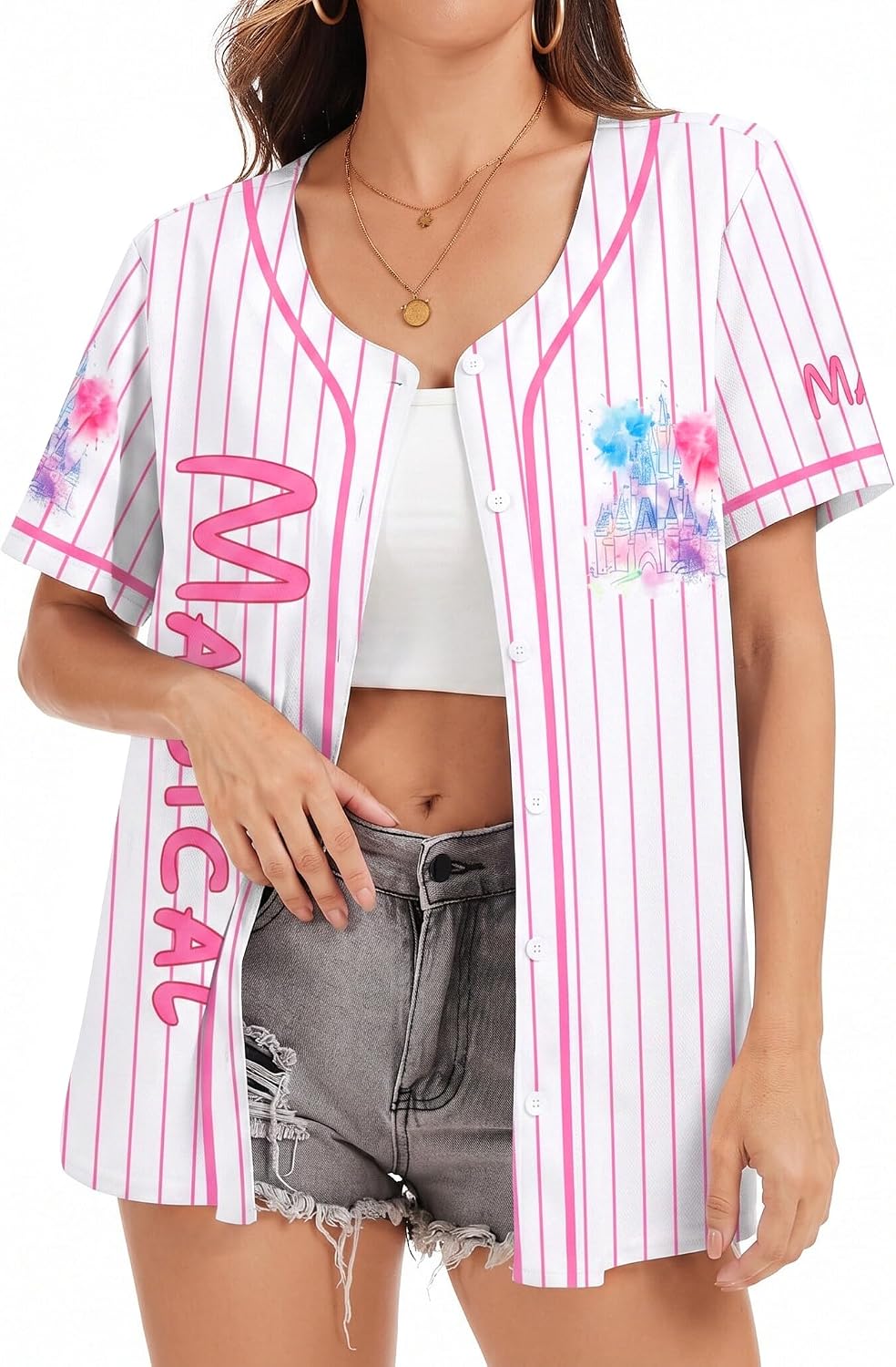 Camisas mágicas para mujer You've Got A Friend in Me Camisa Castillo Hawaiano Camiseta Linda Vacaciones Familiares Tops con Botones