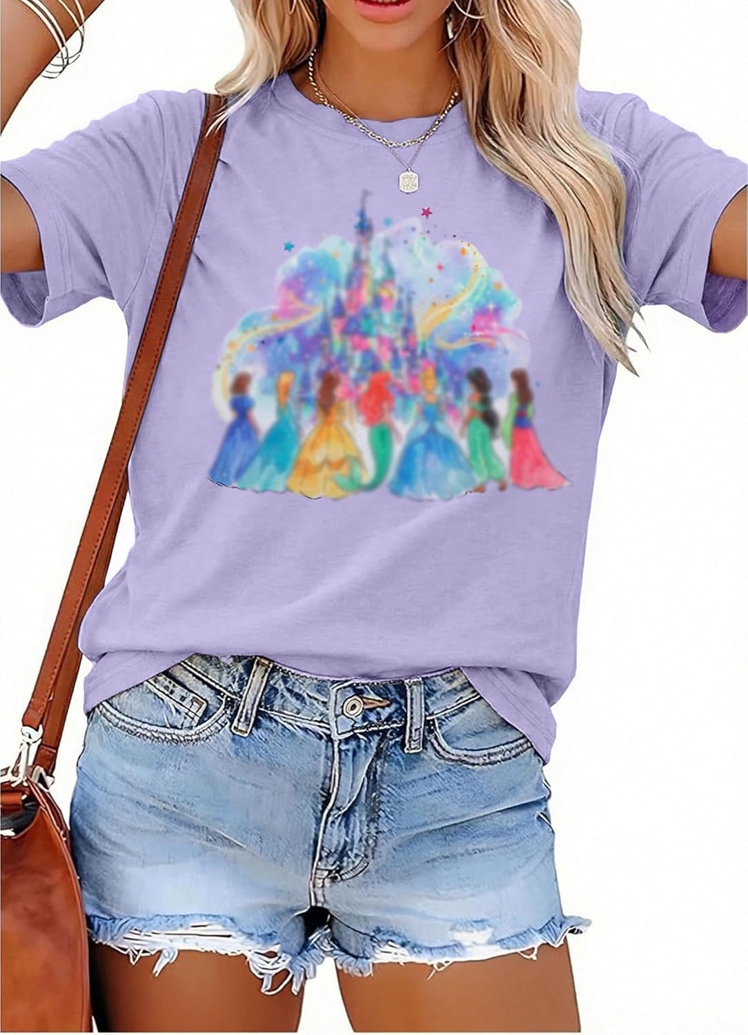 Camisas del Reino Mágico para Mujer, Top de Lentejuelas, Camiseta Gráfica de Castillo Colorido, Camiseta Divertida y Linda para Vacaciones Festivas