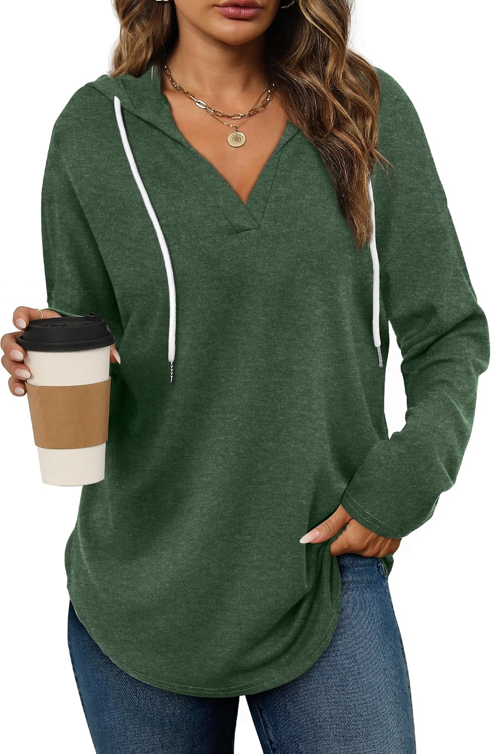 Bofell - Sudaderas con capucha para mujer, sudaderas de moda para mujer, sudaderas con capucha de gran tamaño, sudaderas de manga larga de ajuste holgado