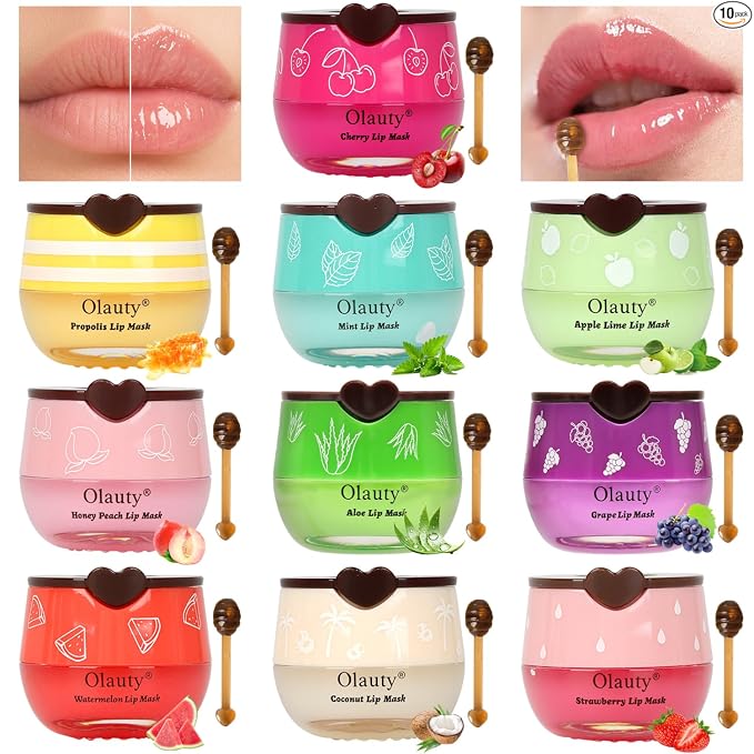 2 piezas de mascarilla labial de miel de abeja, mascarilla labial de miel y fresa, bálsamo labial de propóleo hidratante con palo - Exfoliante labial hidratante para prevenir la prevención de labios