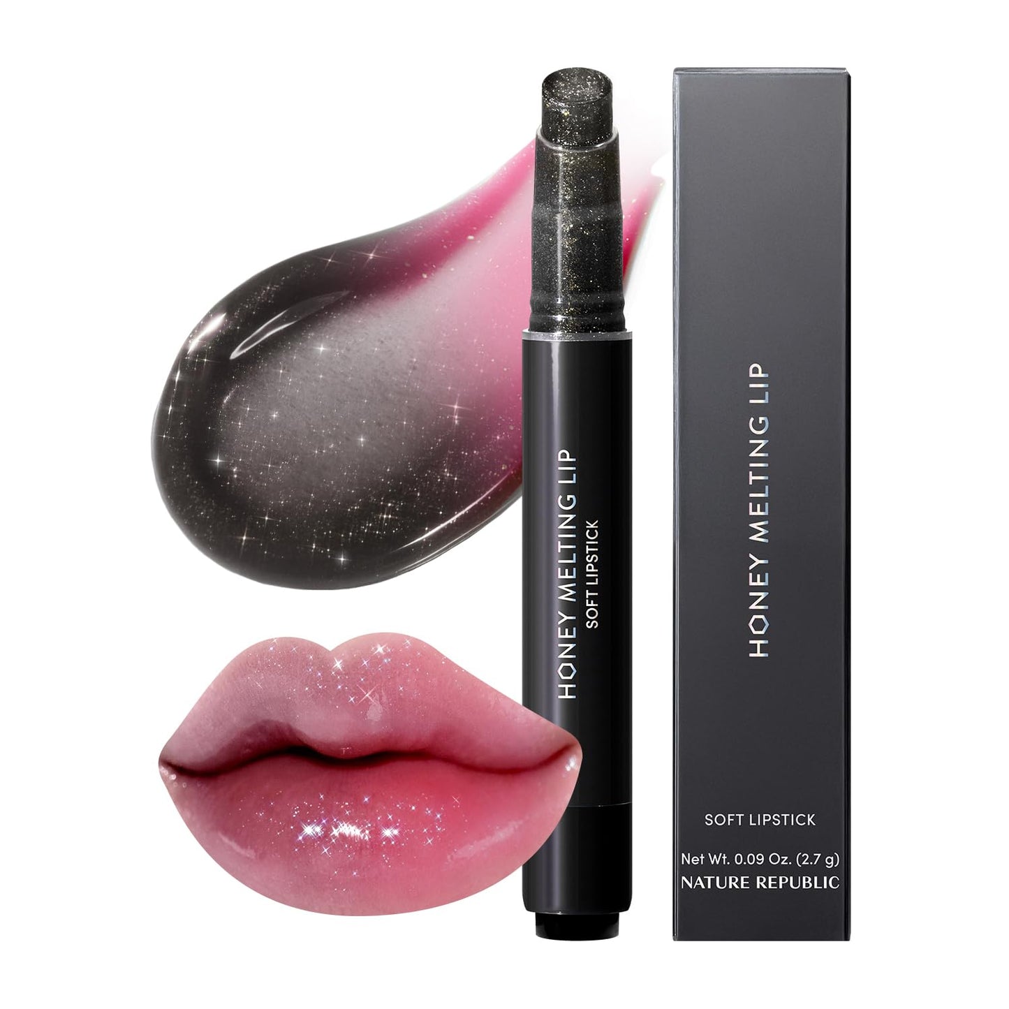 Nature Republic Labios de fusión de miel (03 BERRY) Palo de labios suave, brillo hidratante, bálsamos hidratantes, tinte transparente, brillo y acabado brillante, maquillaje coreano