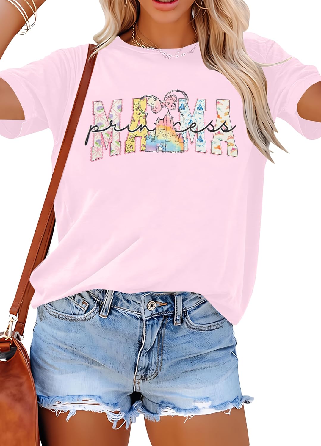 Camisa mágica para mujer, camiseta de manga corta con texto en inglés "Happiest Mama On Earth", diseño de castillo de Magic Kingdom