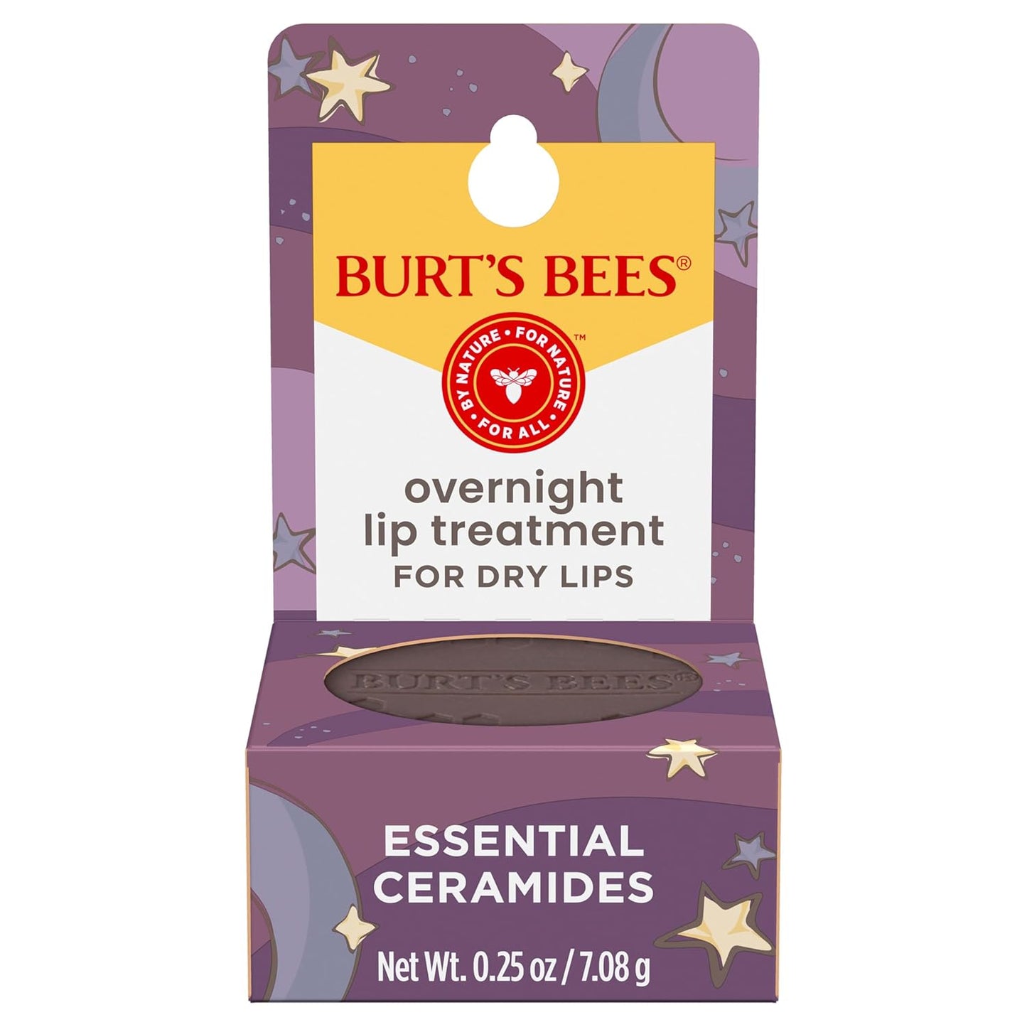 Burt's Bees Tratamiento intensivo de labios original durante la noche, hidratante, restaurador, reduce las líneas finas, vitamina E, aceites de ceramidas, cuidado de labios de origen natural, 0.25