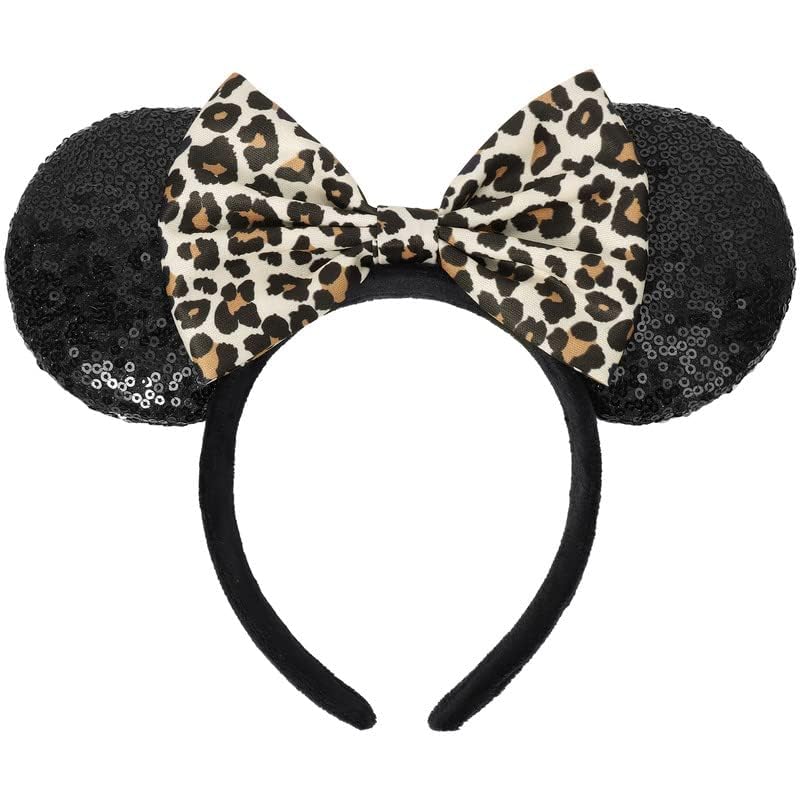 ETLUK - Diadema con orejas de ratón, diademas con orejas de ratón y lazo de lentejuelas para mujeres y niñas, accesorios de cosplay, decoración para fiestas (rojo)