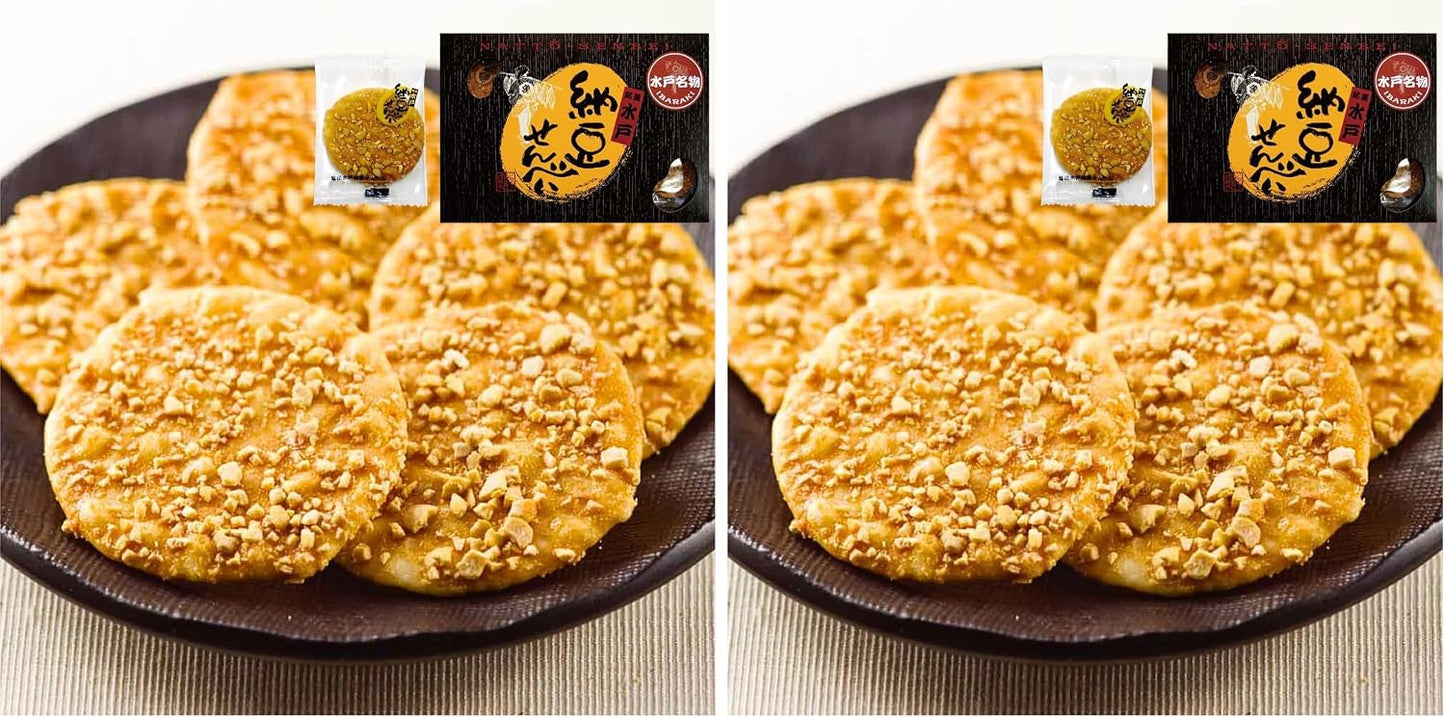 Kamejirushiki Official: Mito Natto Crackers 14 Pieces, Crackers, Natto, Ibaraki Souvenir, Individually Wrapped, Japanese Horseradish Flavor, Tea Accompaniment, Gift, Hand Souvenir, Souvenir