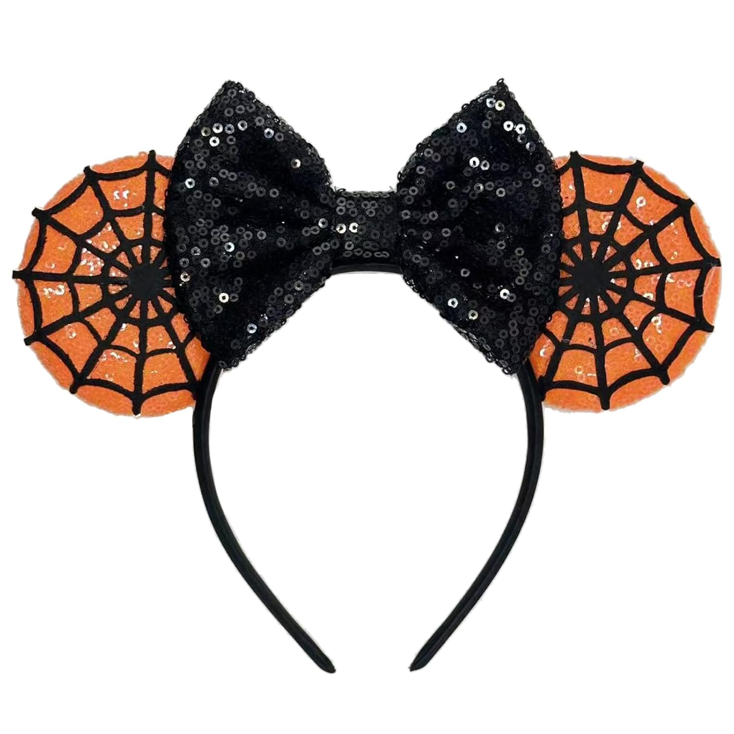 Diadema con orejas de ratón - Banda para el pelo con purpurina para fiestas en parques temáticos, blanco, verde, 1 recuento (paquete de 1)