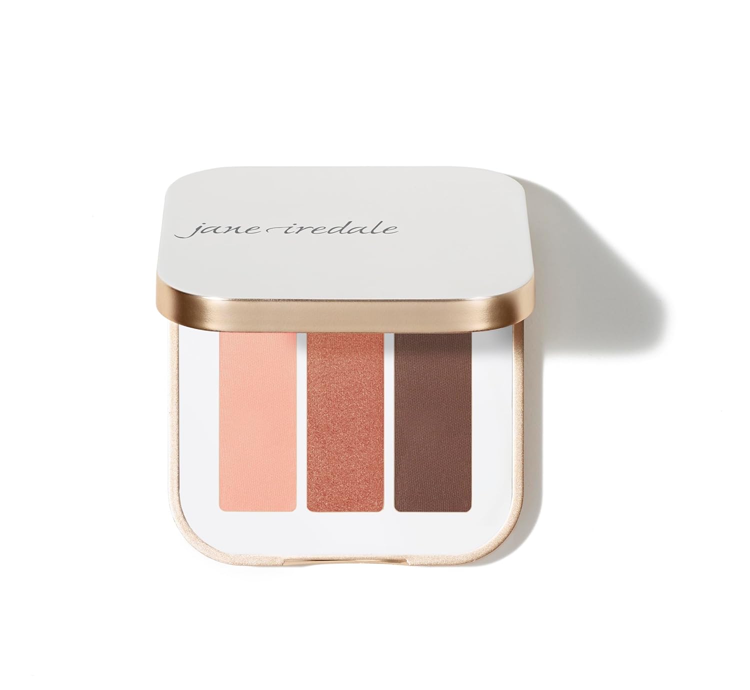 Sombra de ojos PurePressed triple de jane iredale, color mineral altamente pigmentado, fórmula de larga duración y resistente a arrugas, segura para ojos sensibles