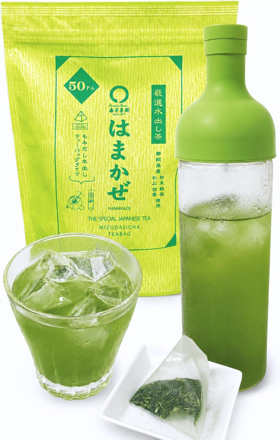 Haruyoshi Tea Garden Shizuoka Tea Water-Extracted Tea Pack 【 Water-Extracted Green Tea "Hamakaze" Tea Bag 5g×50P / Shizuoka Forest-Produced Tea Leaves 】 Caffeine-Free Green Tea (Brewed with water to