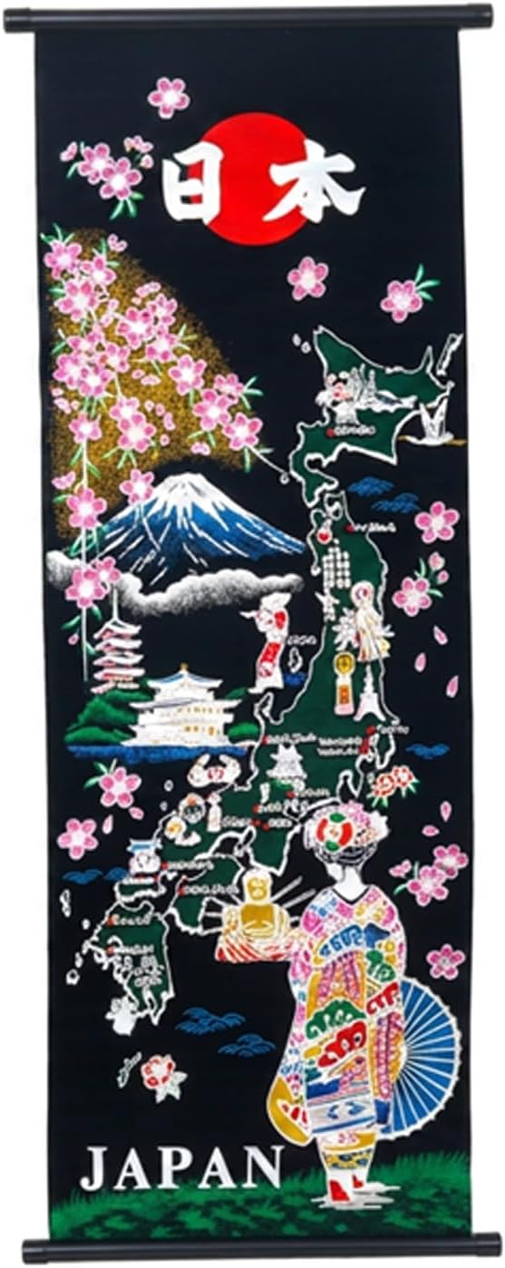 Japanese Souvenir Wall Scroll Tokyo Bean (Height 16.1 x Width 7.1 inches (41 x 18 cm), Made in Japan, Pennant Material, Lightweight and Compact