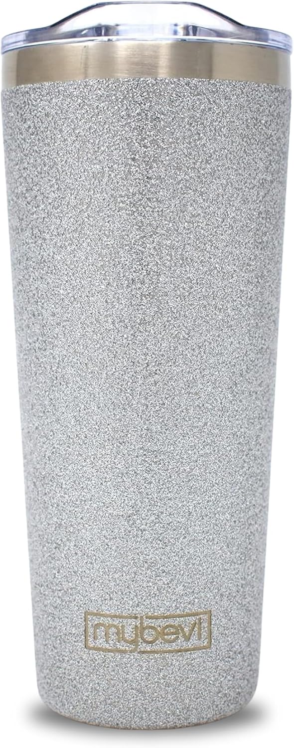 MyBevi Bermuda Vivid Sparkle - Vaso de acero inoxidable aislado con tapa, doble pared sellada al vacío, taza de viaje apta para soportes de automóvil, 20 onzas, verde menta