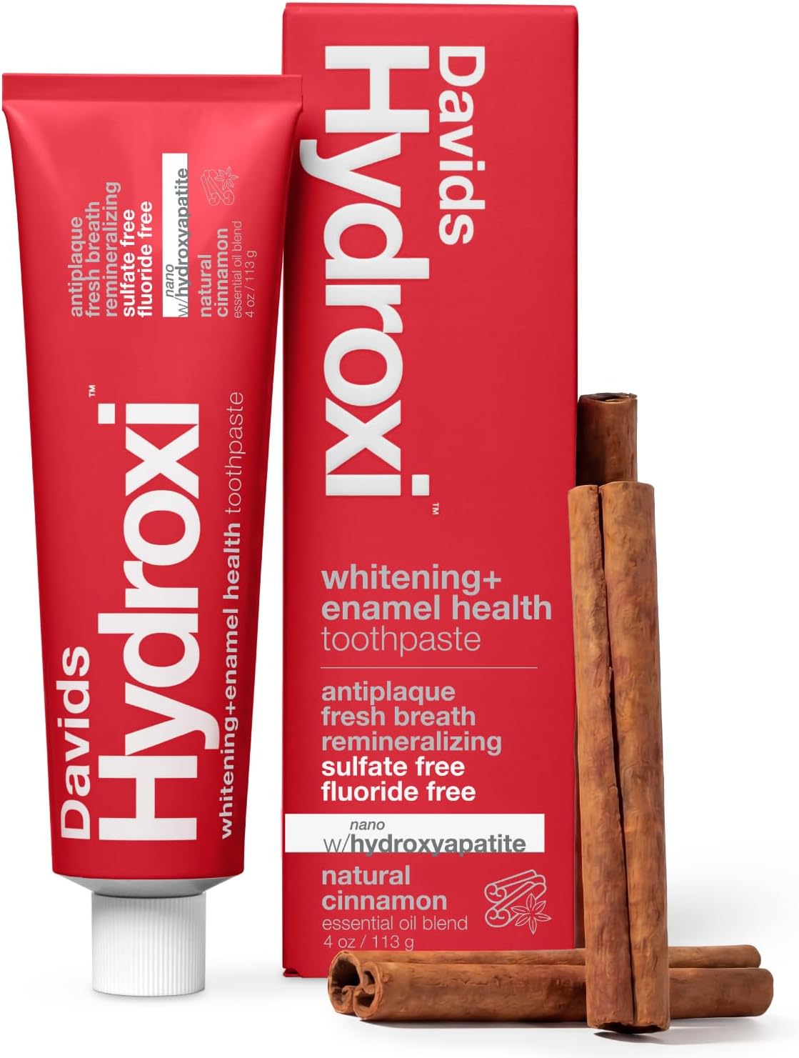 Davids Pasta de dientes sin flúor de hidroxi nano hidroxiapatita para remineralizar el esmalte y alivio de sensibilidad, blanqueamiento, antiplaca, sin SLS, menta natural, 4 onzas, fabricado en
