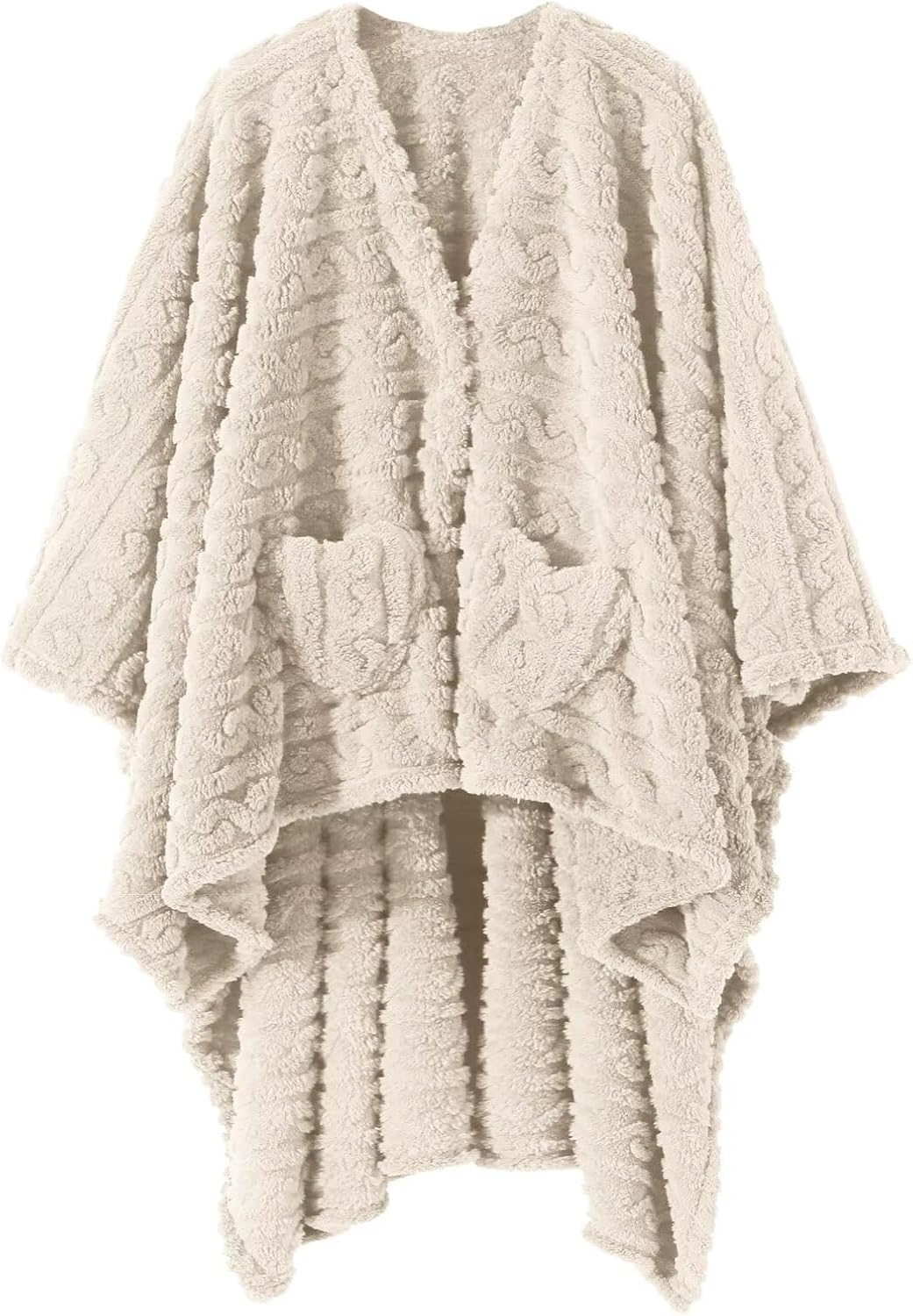 Manta de Poncho para adulto, acogedora manta de forro polar Sherpa con bolsillos para la oficina y el salón (verde, 58 x 64 pulgadas)