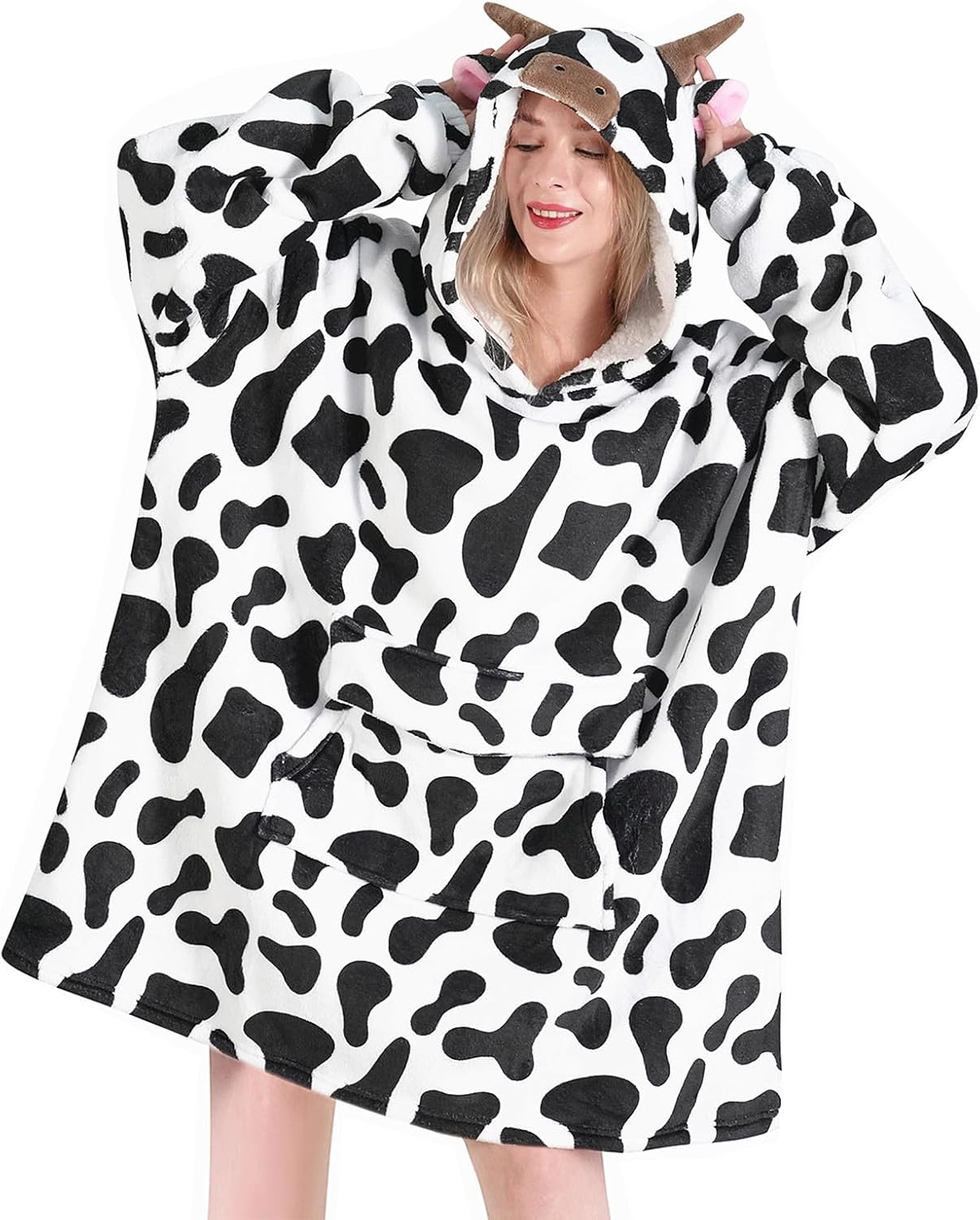Mewkou - Manta con capucha de vestir para adultos, sudadera con capucha de forro polar sherpa de gran tamaño para mujeres y hombres, dinosaurio fósil que brilla en la oscuridad