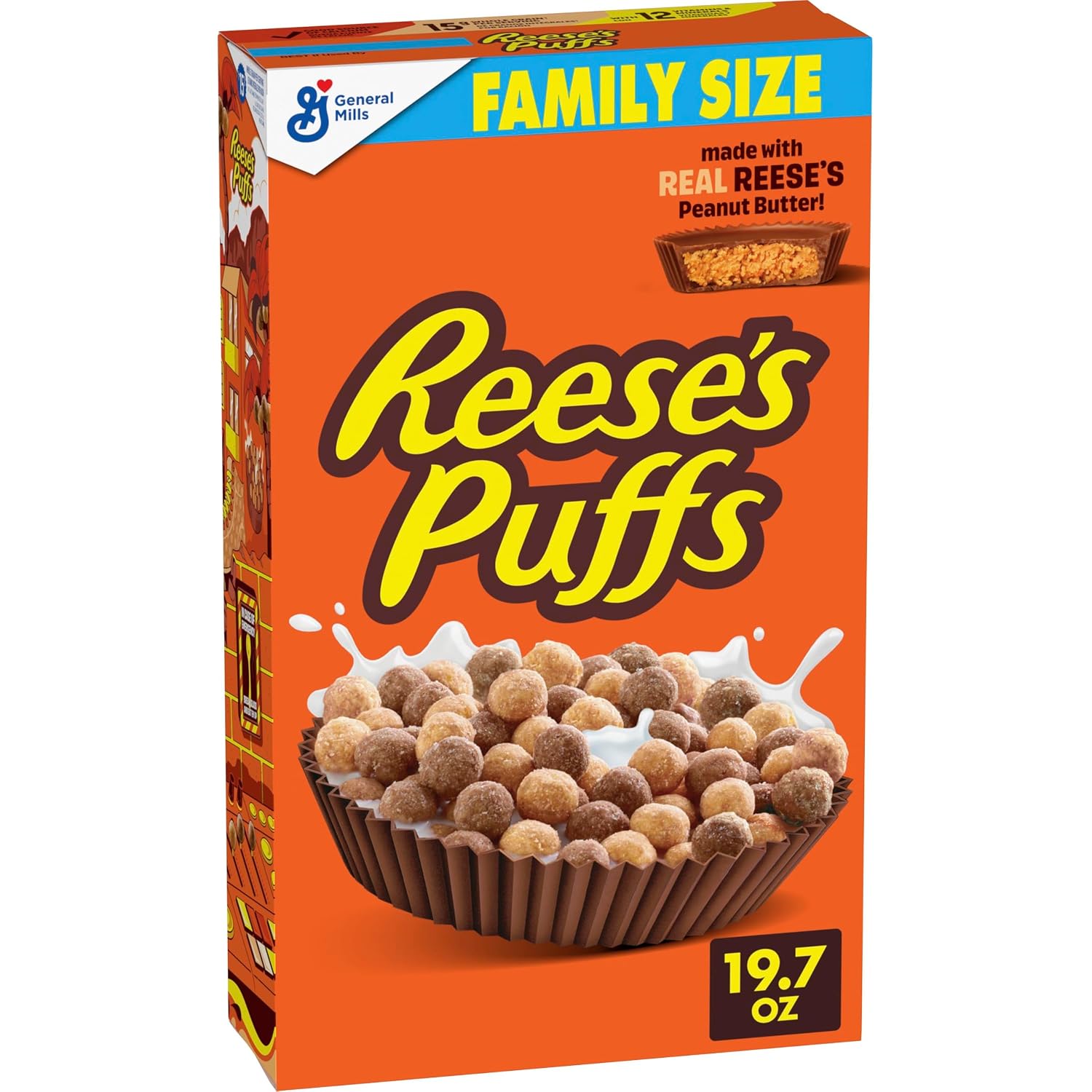 Reese's Puffs, Cereal de mantequilla de maní con chocolate, caja de 11.5 onzas (paquete de 2)