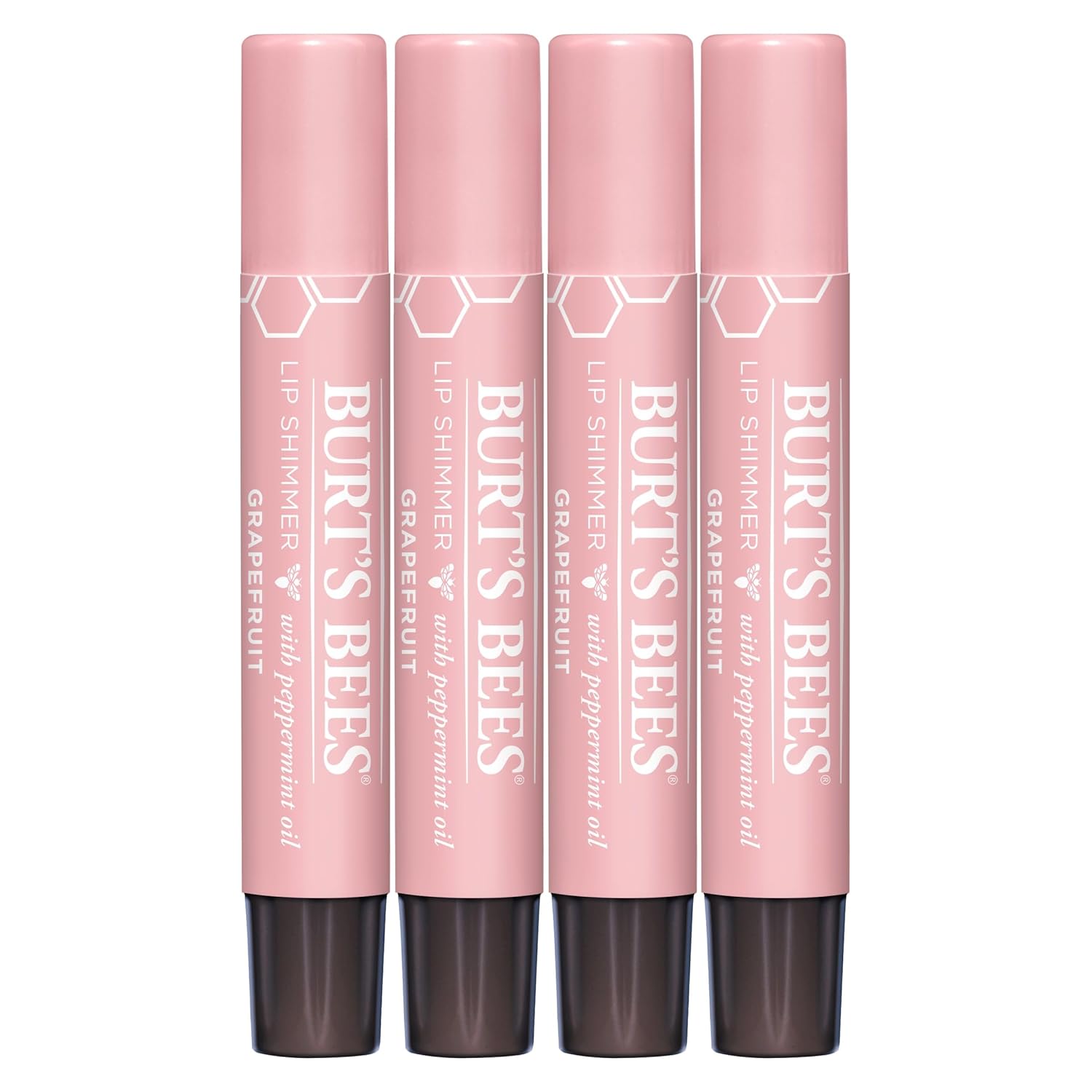 Burt's Bees Shimmer - Juego de tinte labial tintado, hidratante para hidratación durante todo el día con acabado pigmentado brillante y color construible, champán (paquete de 4)