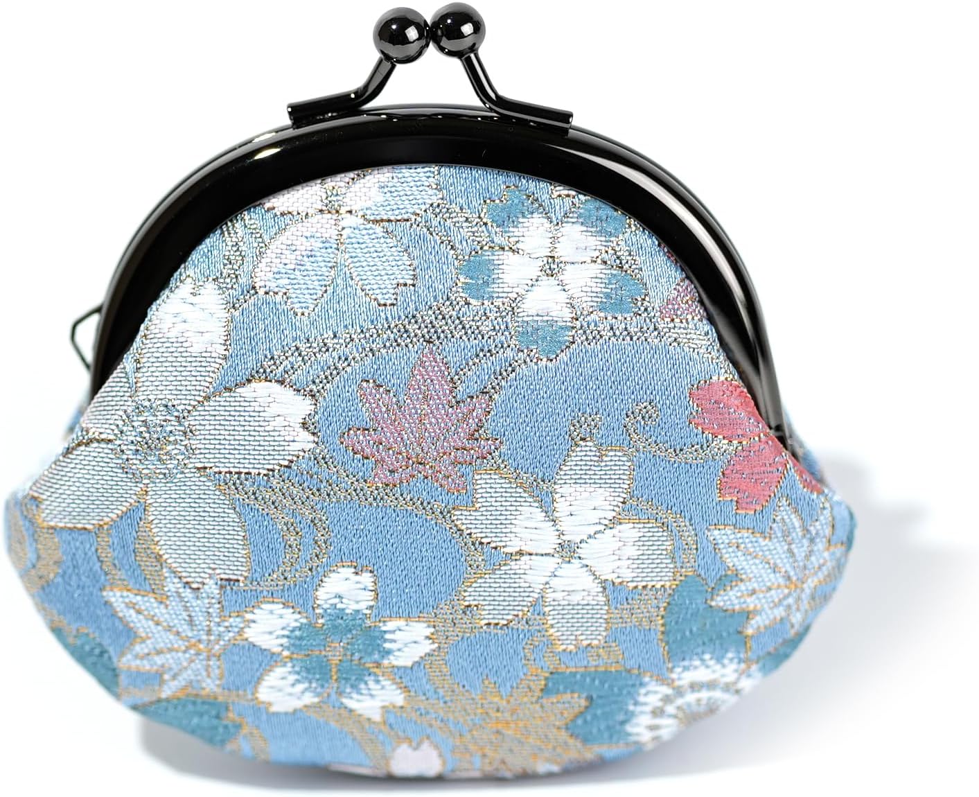 Kyoto Geibido Nishijin Weave 2.6-Inch Coin Purse Pouch, Handcrafted by Artisans, Japanese Pattern, Made in Japan, black 2
