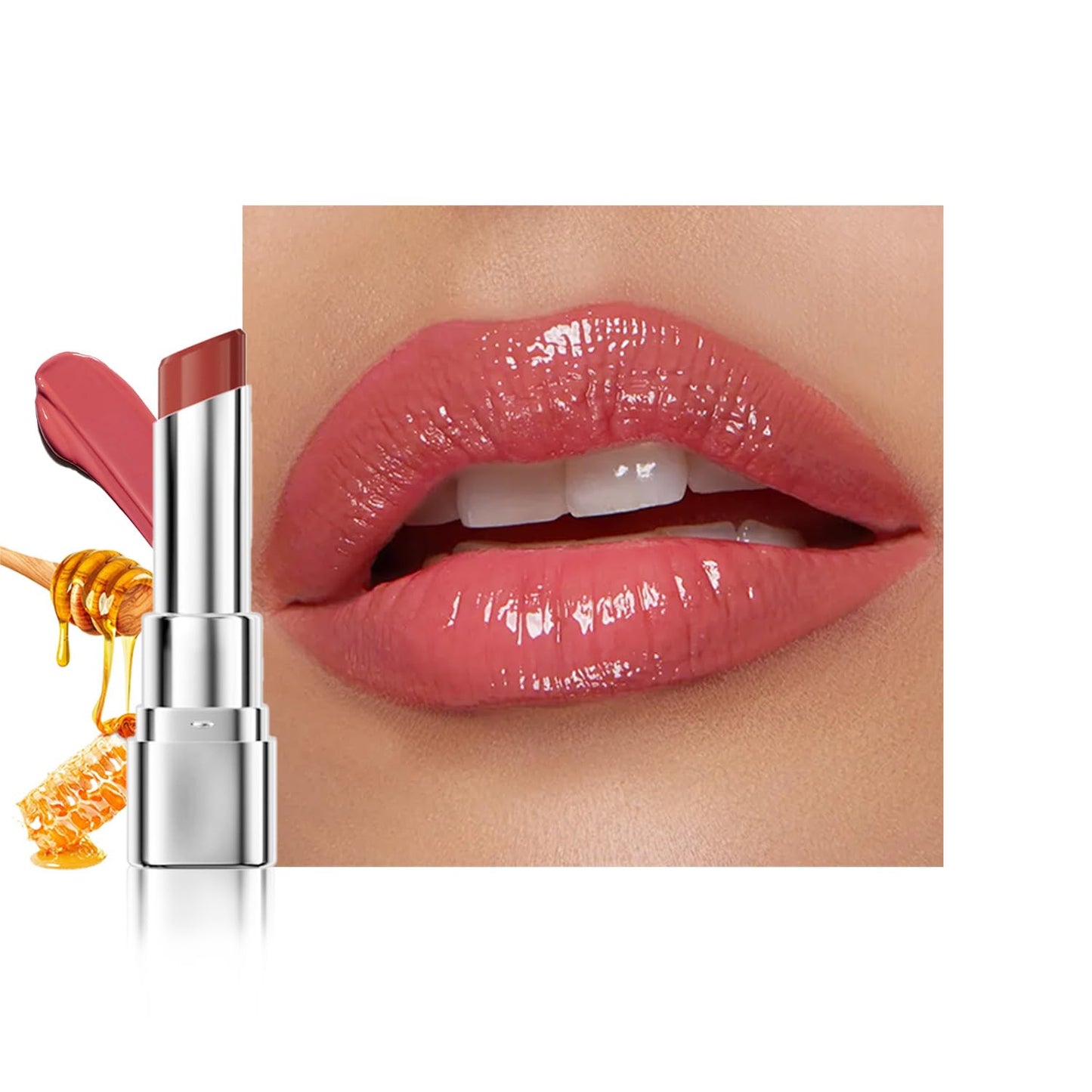FeiCuiYun Bálsamo Labial con Tinta de Miel Rosa, Lápiz Labial Hidratante Transparente, Color Labial Hidratante para Todos los Tonos de Piel, Bálsamo Labial Nutritivo con un Toque de Cereza Negra