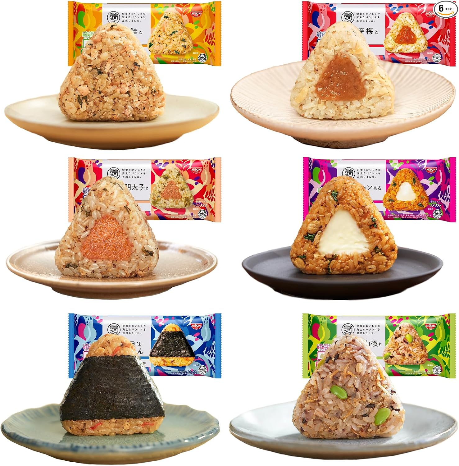 Frozen Kanzen Meshi DELI Staff's Top 7-Variety Set! Total 7 Meals Nissin Foods Frozen Bento (Tender Salmon and Perilla Rice Ball, Tuna Mayo Five-Grain Rice Ball, Spicy Mentaiko and Takana Rice Ball
