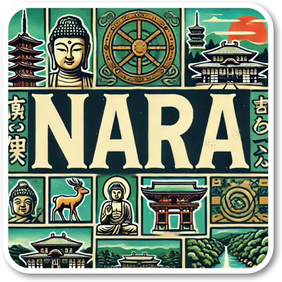 Kongashi Region Sticker Set, Design Set with Famous Places and Cultures of Osaka, Kyoto, Hyogo, Nara, Shiga, Wakayama, and Mie, Perfect for Travel and Tourism Souvenirs, Suitcase, Laptop, Water Bottle, Waterproof Vinyl Material, Kyoto