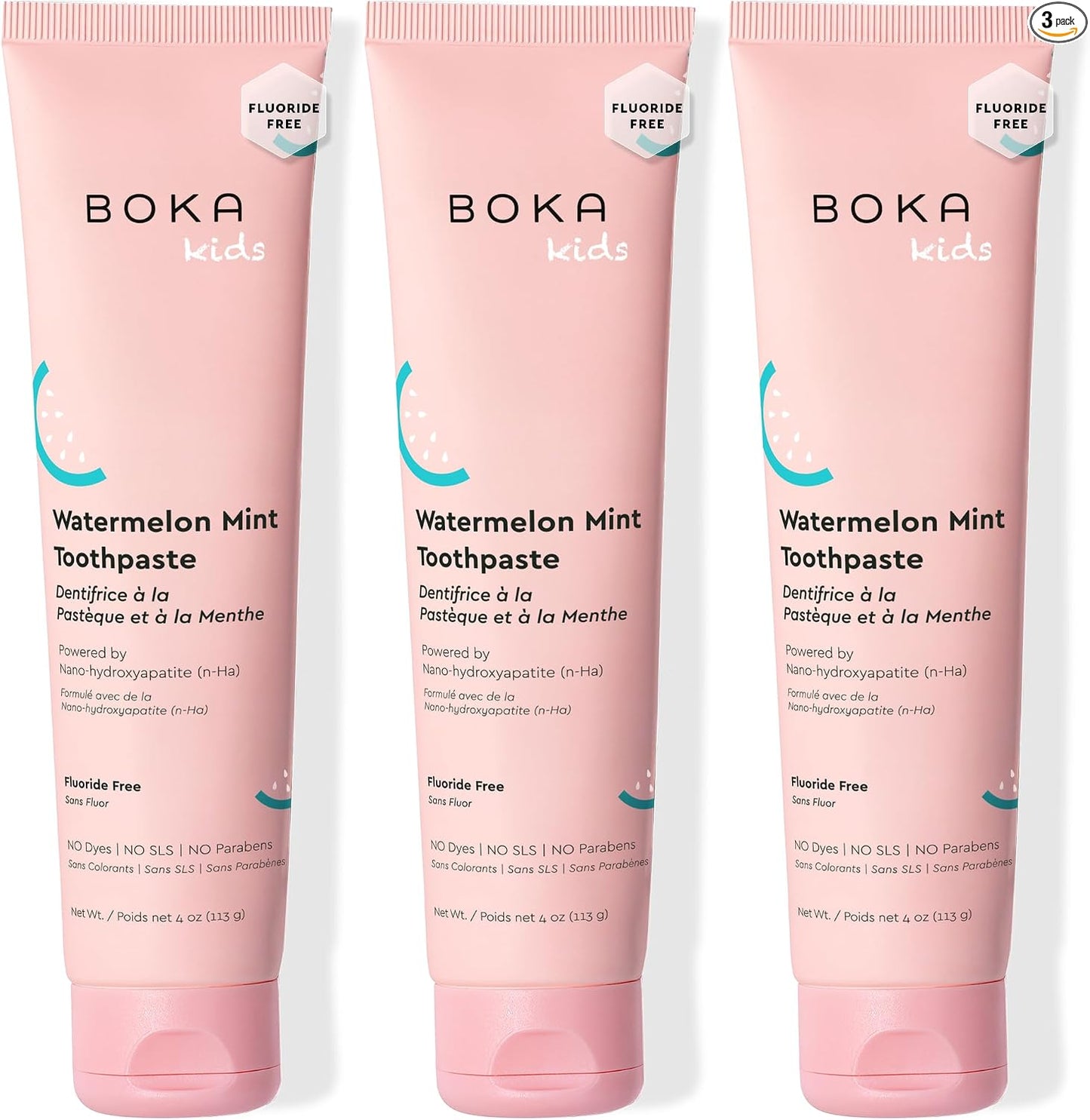 Boka Pasta de dientes sin flúor Nano Hydroxiapatite Pasta de dientes - Sabor fresa y mango, 4 oz 1 paquete