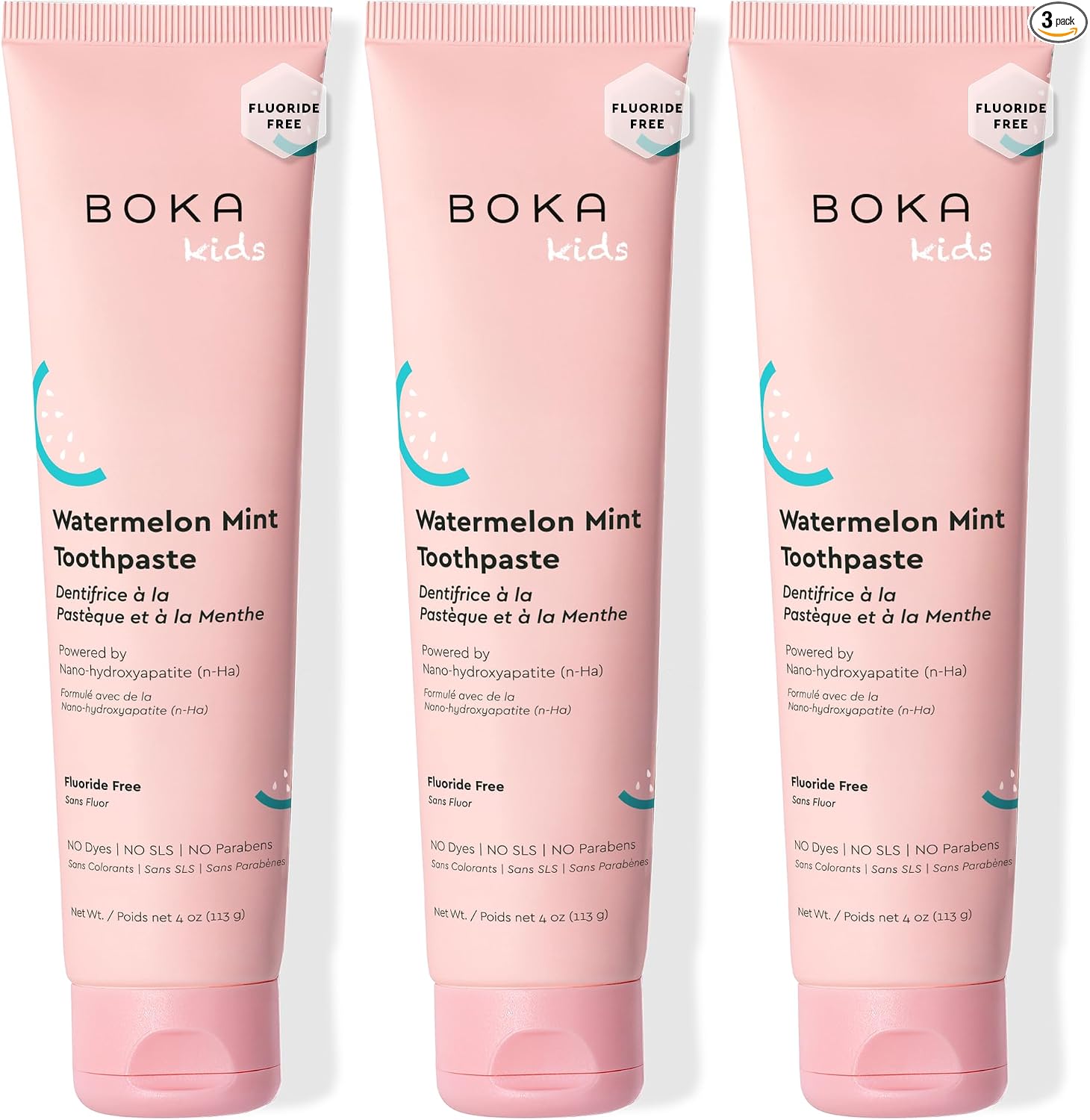Boka Pasta de dientes sin flúor Nano Hydroxiapatite Pasta de dientes - Sabor fresa y mango, 4 oz 1 paquete